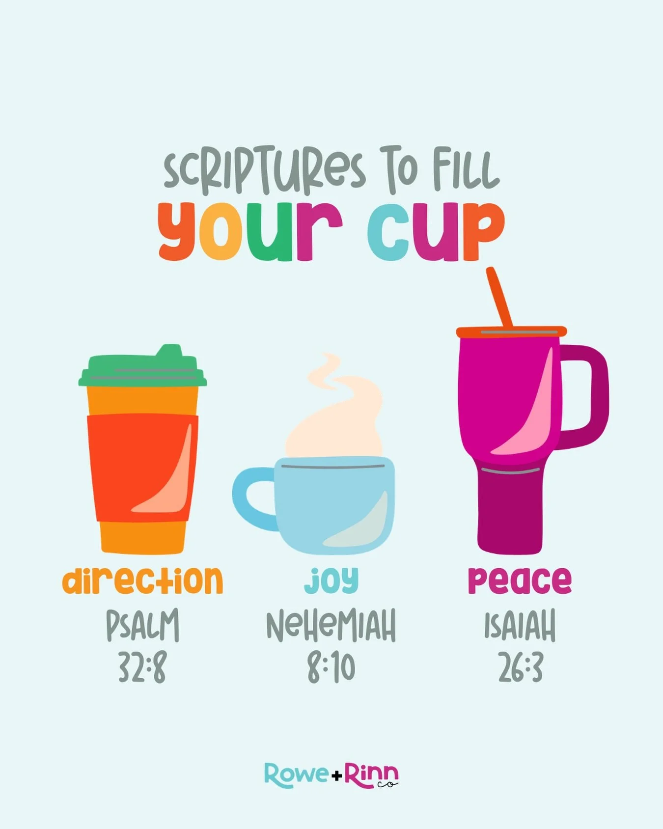 ✨ 3 Scriptures to Fill Your Cup This Week ✨

🌿 Joy &mdash; Nehemiah 8:10
&ldquo;The joy of the Lord is your strength.&rdquo;
Even in busy or stressful weeks, God&rsquo;s joy refreshes your spirit and gives you energy to keep going.

🕯️ Direction &m