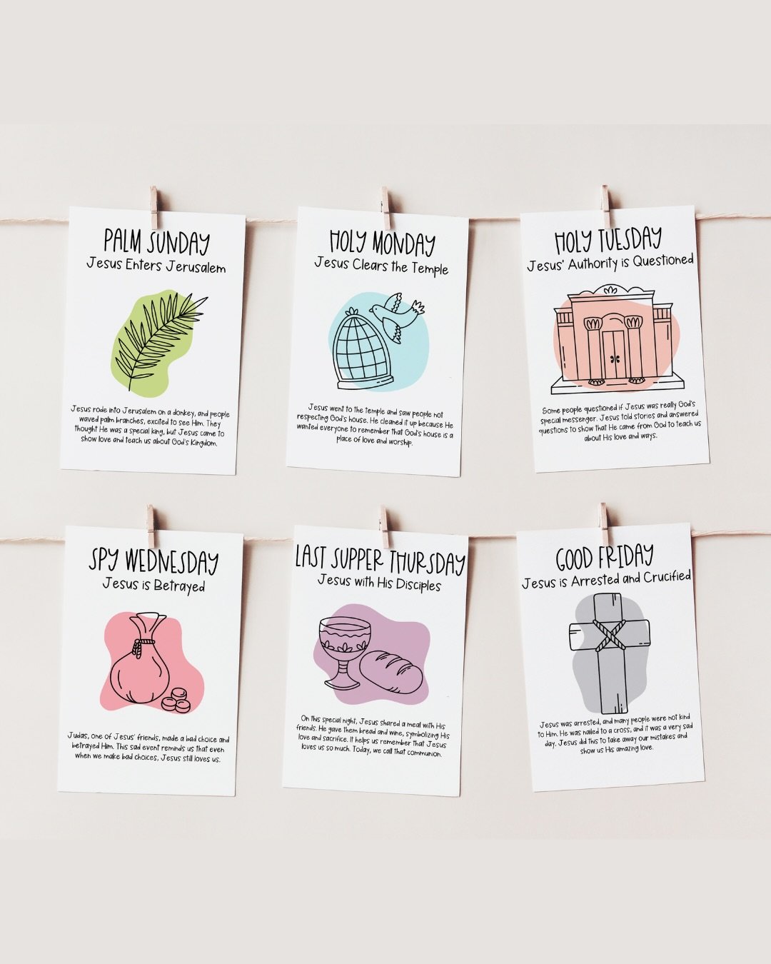 You want to teach your kids the Easter story&hellip; but keep it simple, meaningful, and actually stick ✝️🤍

These are the tools we use in our home to walk through Holy Week in a way little hearts can understand ✨
From Palm Sunday to Resurrection Su