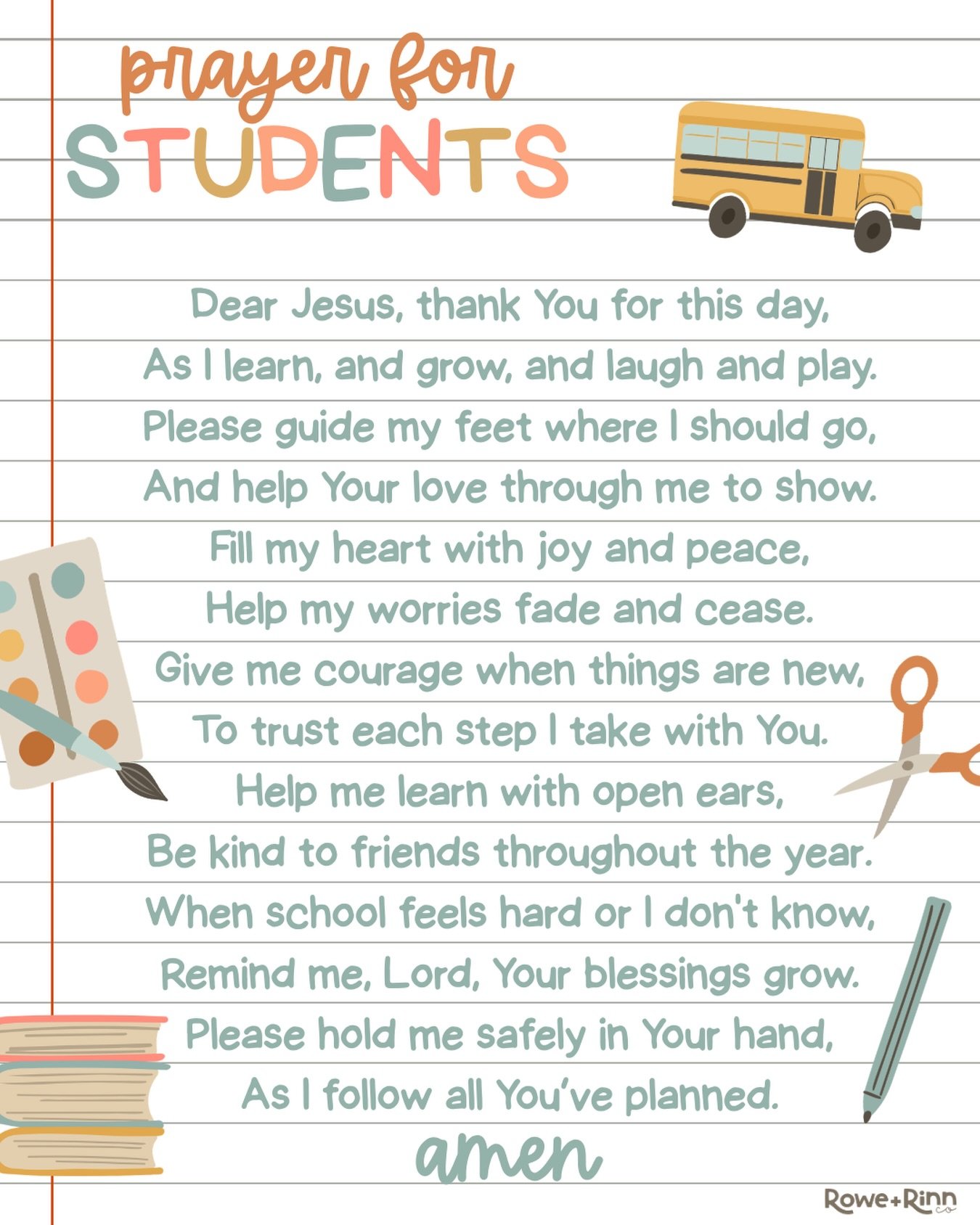 Tomorrow is the day. It&rsquo;s our kids first day of school. A new year begins and we will send them off to new opportunities, new challenges, new joys, new fears. May this prayer help them through their day staying grounded in His love and protecte