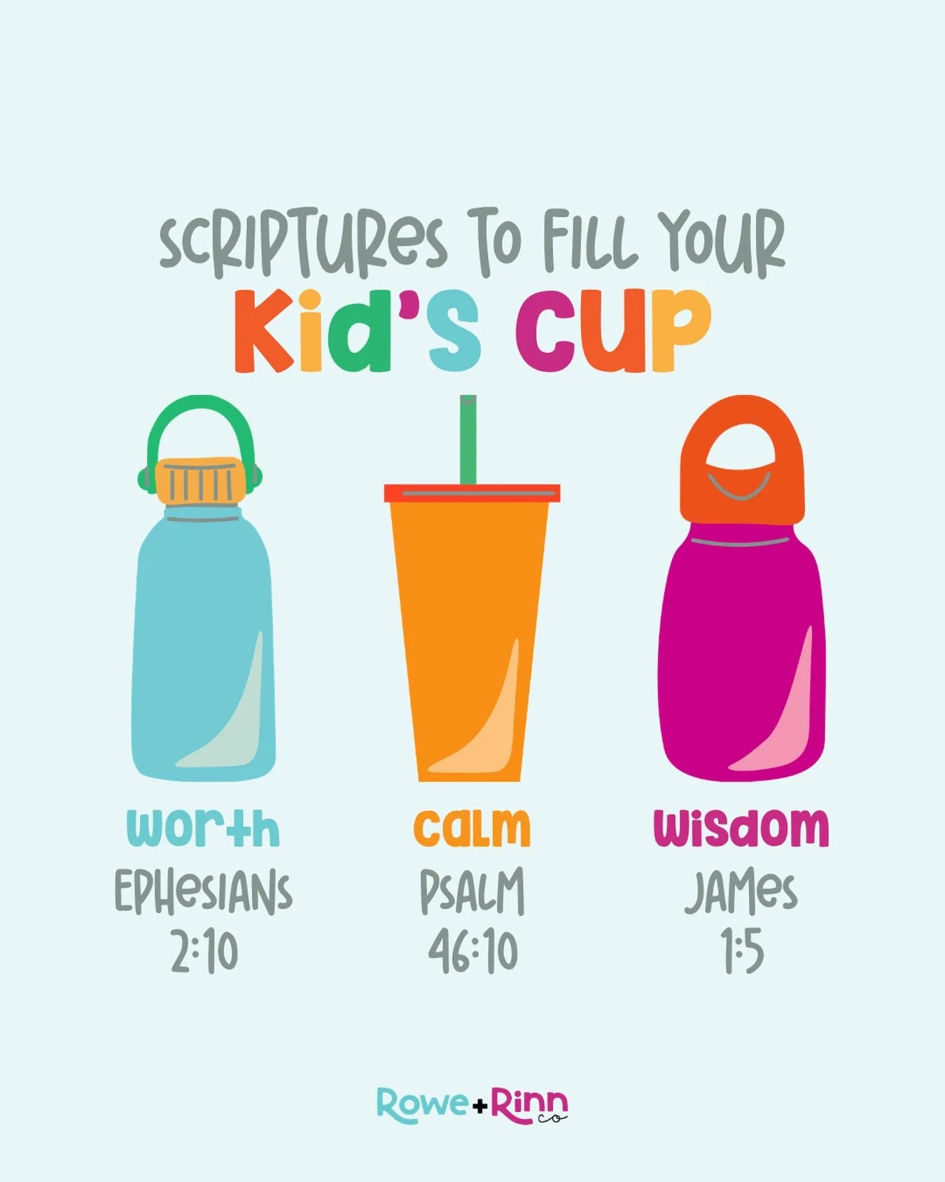 ✨ 3 Scriptures to Fill Your Child&rsquo;s Cup This Week ✨

💗 Worth &mdash; Ephesians 2:10
Your child is God&rsquo;s handiwork&mdash;uniquely created by Him with a purpose.

🌊 Calm &mdash; Psalm 46:10
When life feels overwhelming, they can slow down