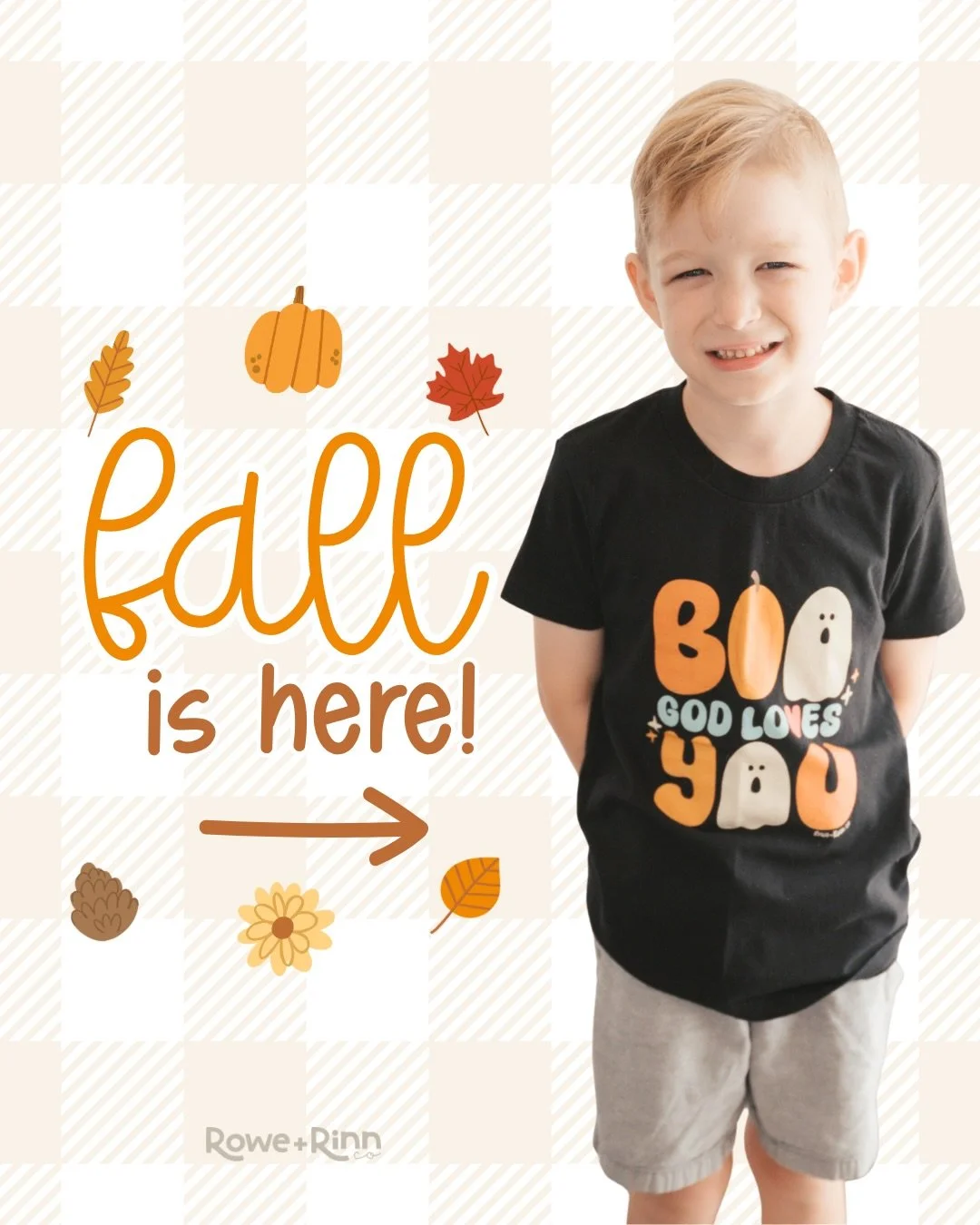 🍂 FALL IS HERE at Rowe+Rinn Co! 🎃

We&rsquo;ve been busy creating a collection full of things to help your family celebrate the season, grow in faith, and make the everyday moments count. 🤎

From faith-filled fall + Halloween tees for your little 