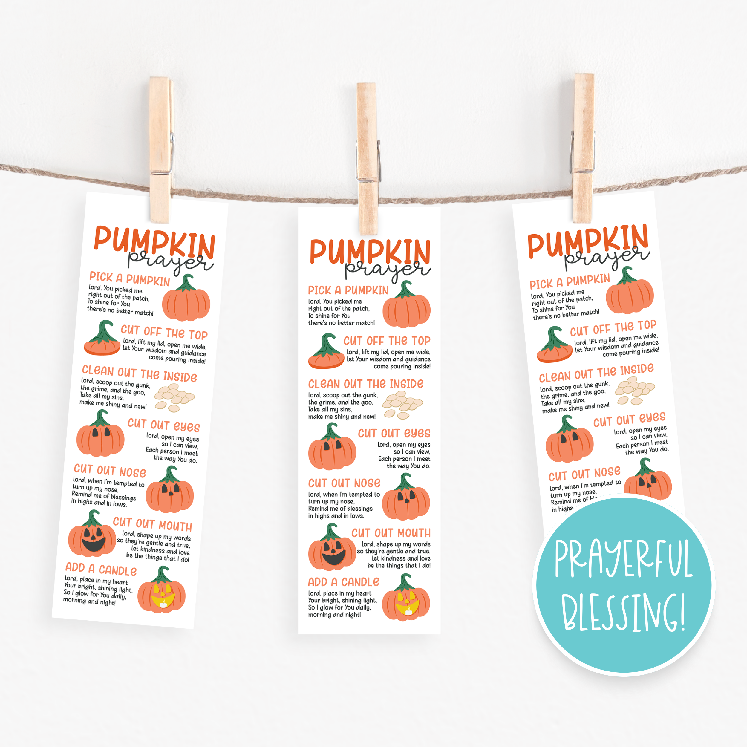 Pumpkin Prayer Bookmark