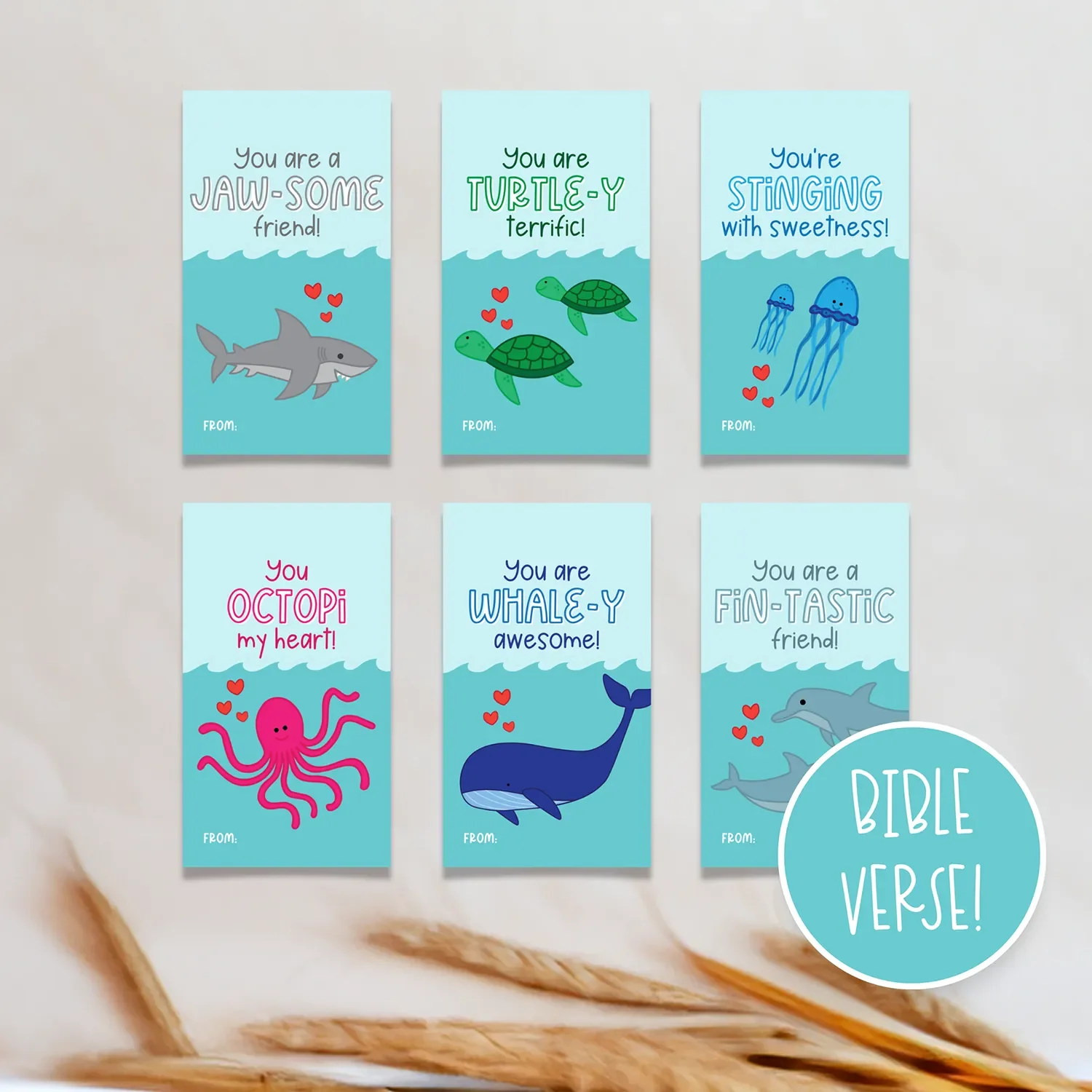 Sea Animal Valentine Cards/Tags