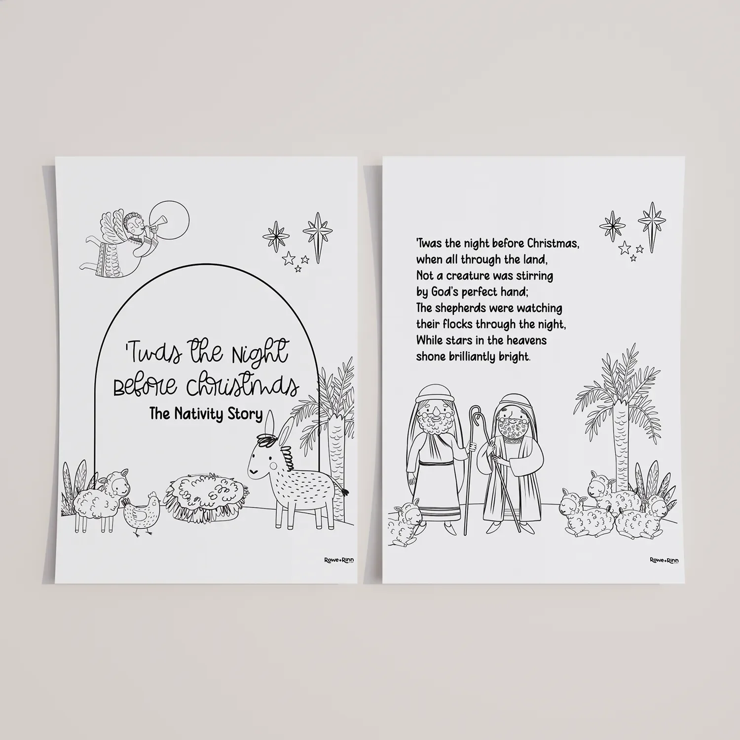 "'Twas the Night Before Christmas" Jesus’ Birth Story Coloring Pages Printable