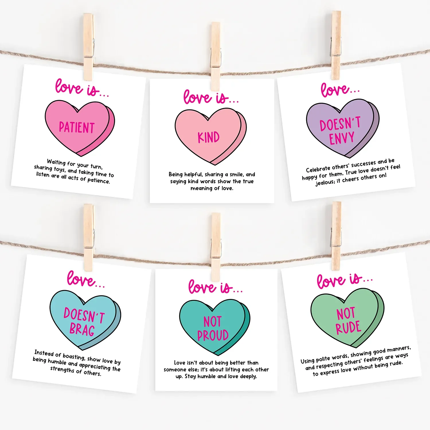 1 Corinthians 13 Candy Heart Cards Printable
