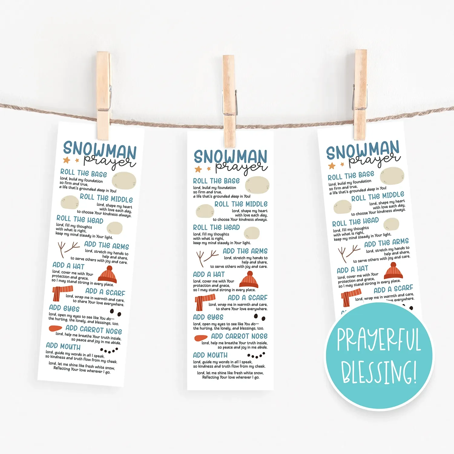 Snowman Prayer Bookmark