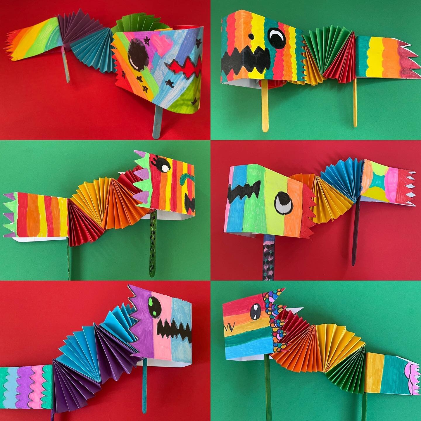 Celebrating the Chinese year of the dragon with these gorgeous folded paper puppets. The students considered what good fortune they&rsquo;d like for themselves and others in 2024 as they worked. Looking forward to an exciting year at the studio. #smi