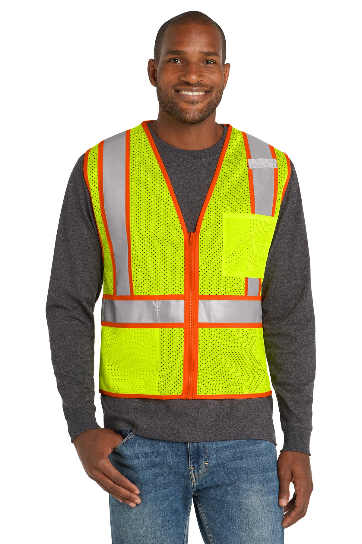Class 2 Mesh Zippered Two-Tone Vest