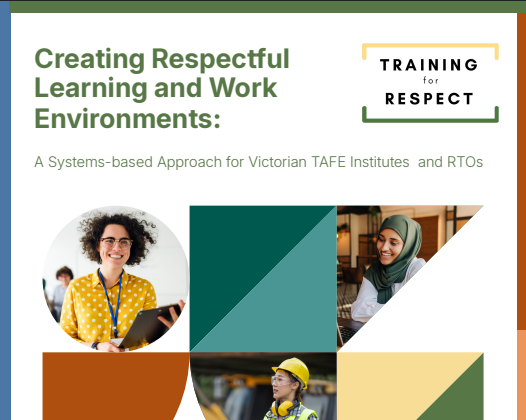 Theory of Change and MEL Framework for Training for Respect, a sector-wide initiative designed to address and prevent work-related gendered violence (WRGV) across Victoria's TAFE Institutes and Registered Training Organisations (RTOs).