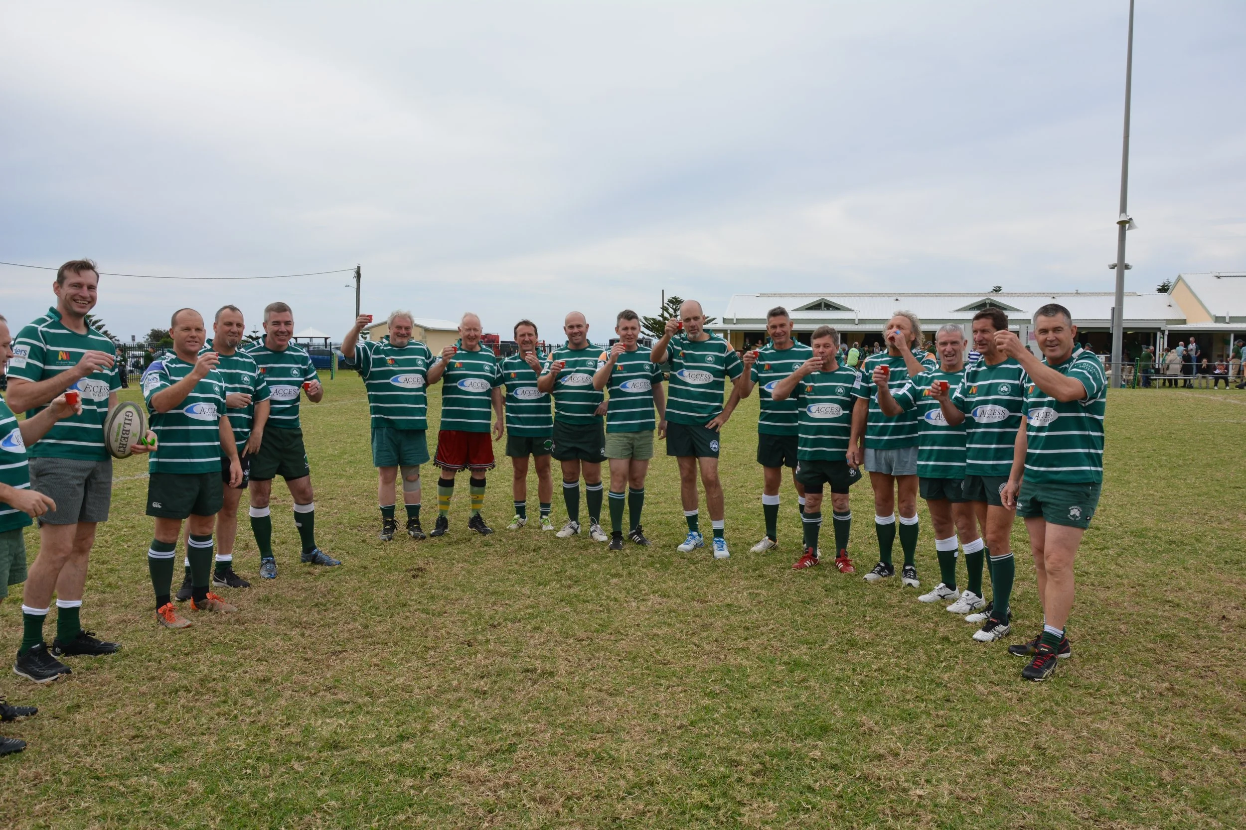 3 Golden Oldies Shamrocks Champagne pre match toast.JPG