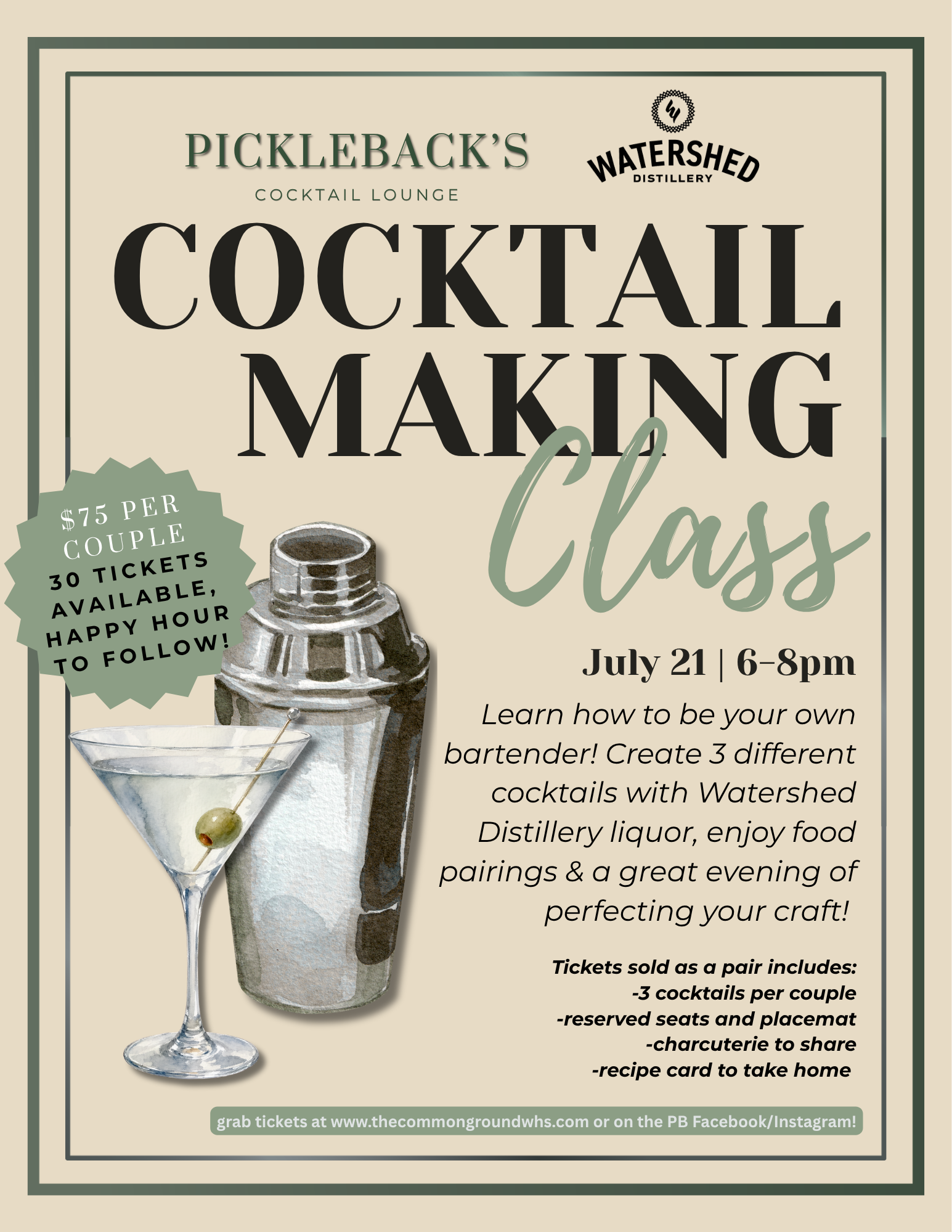 Cocktail Class with Watershed Distillery