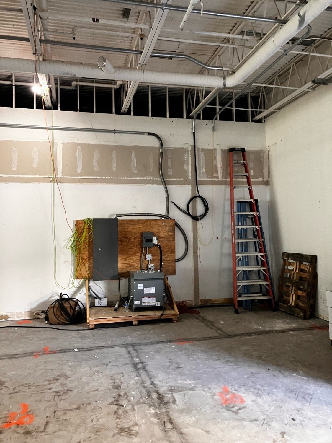 Temporary power equipment installed for retail tenant improvement construction