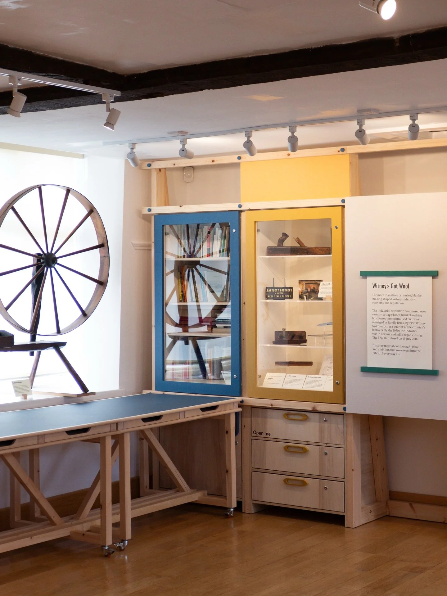 We&rsquo;ve reimagined the Bartlett Taylor Gallery @witneydistrictmuseum with a modular furniture, interpretation and storage system that volunteers can easily rearrange and update.

Collaborating with @workform we looked to the local heritage of bla