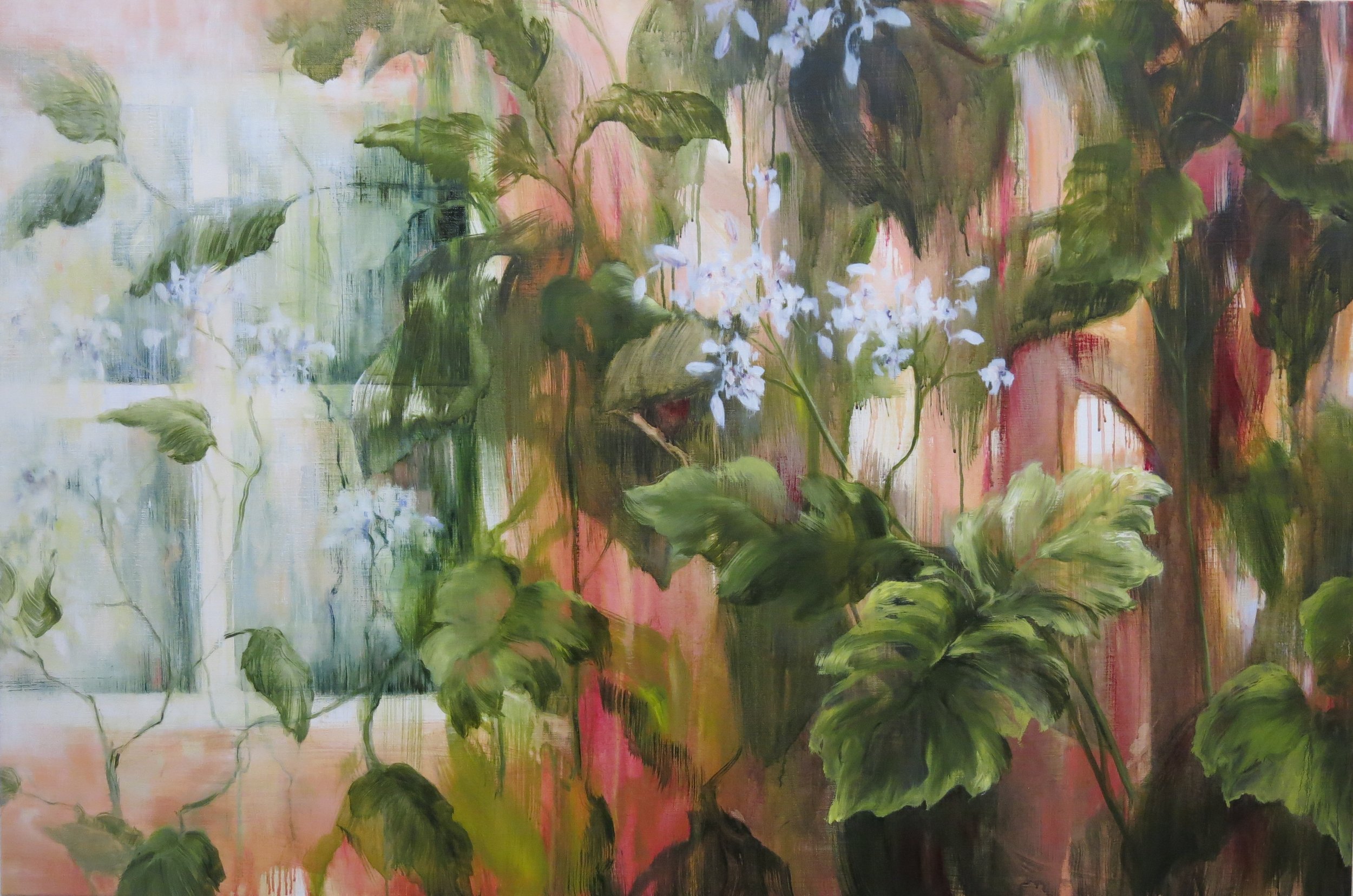 Factory garden -100x150- olieverf op linnen. Verkocht