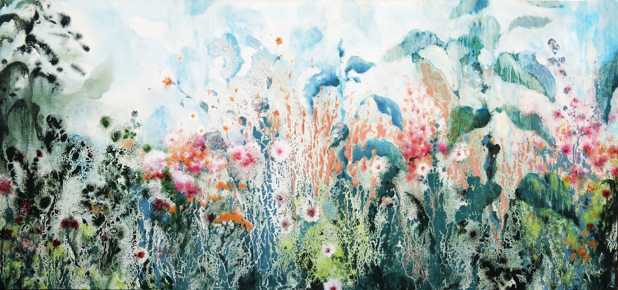 Le jardin du chateau -80x170- olieverf op linnen