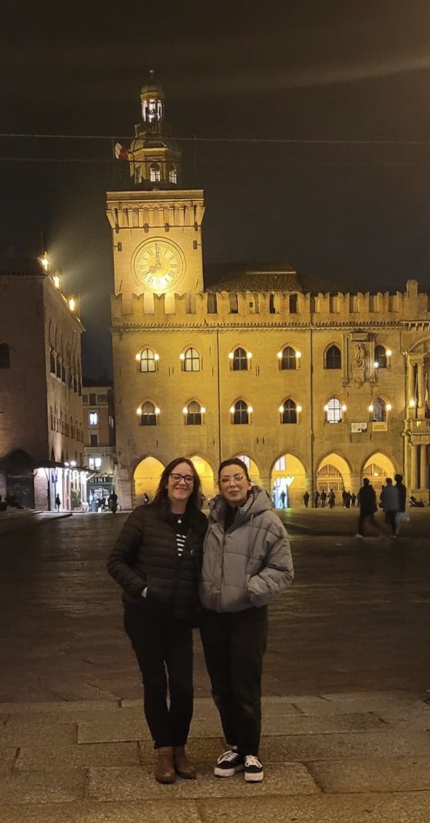 Me and Jen in Piazza Maggiore, Bologna