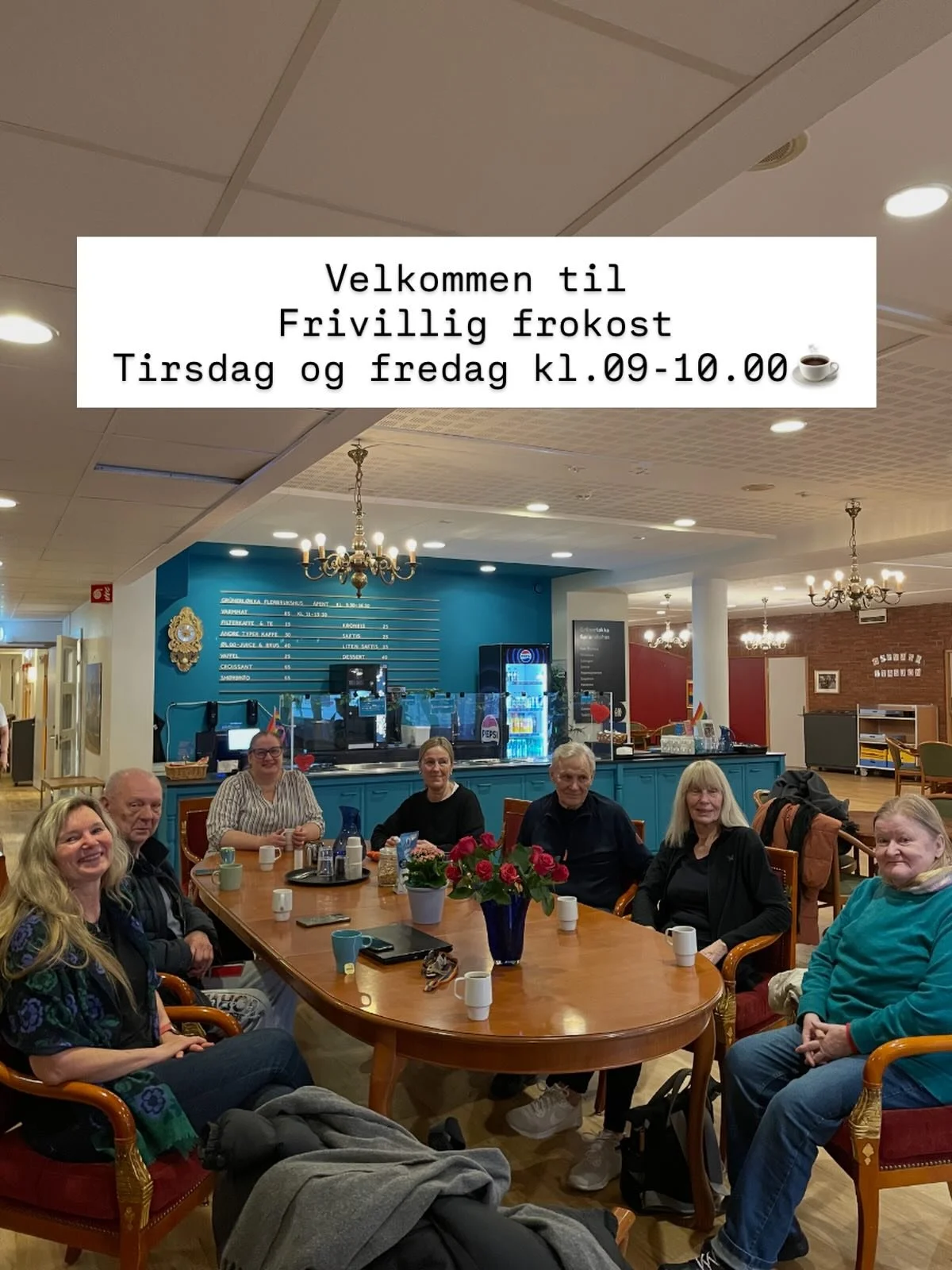 Hei alle👋 
Til informasjon: fra og med neste uke holder vi Frivilligfrokost tirsdager og fredager fra kl.09.-10.00☕️

Vi gleder oss til &aring; se dere🥰
