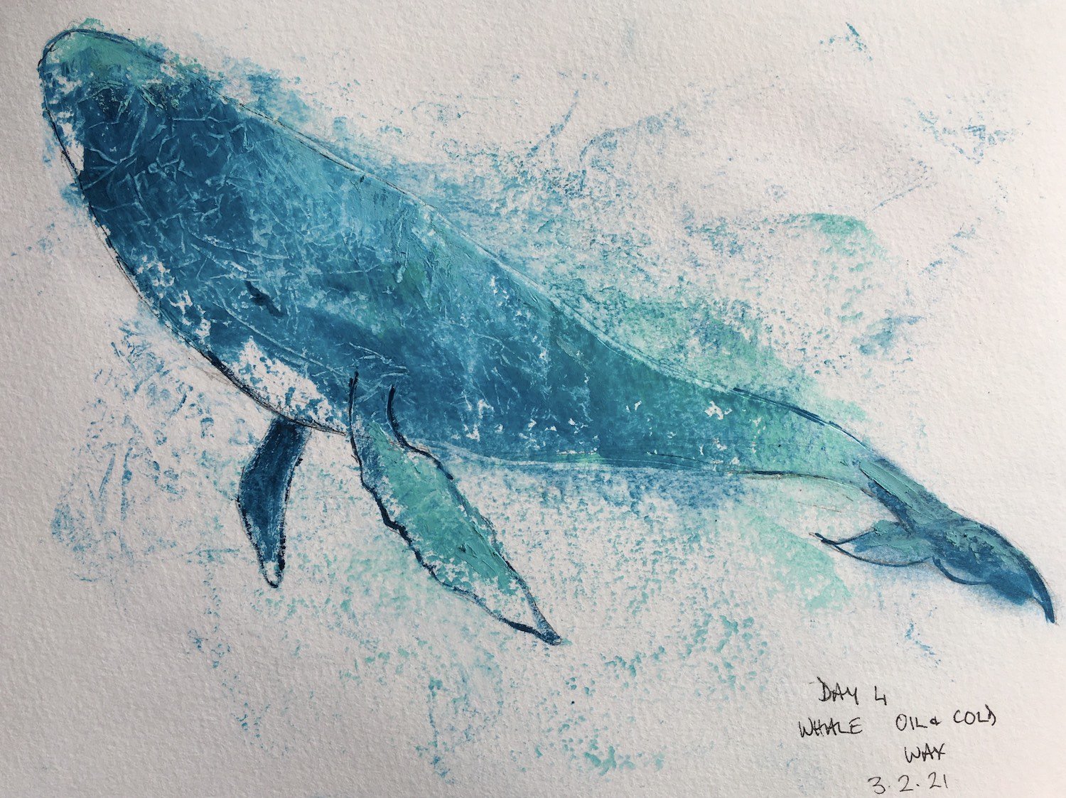 Whale mixed media