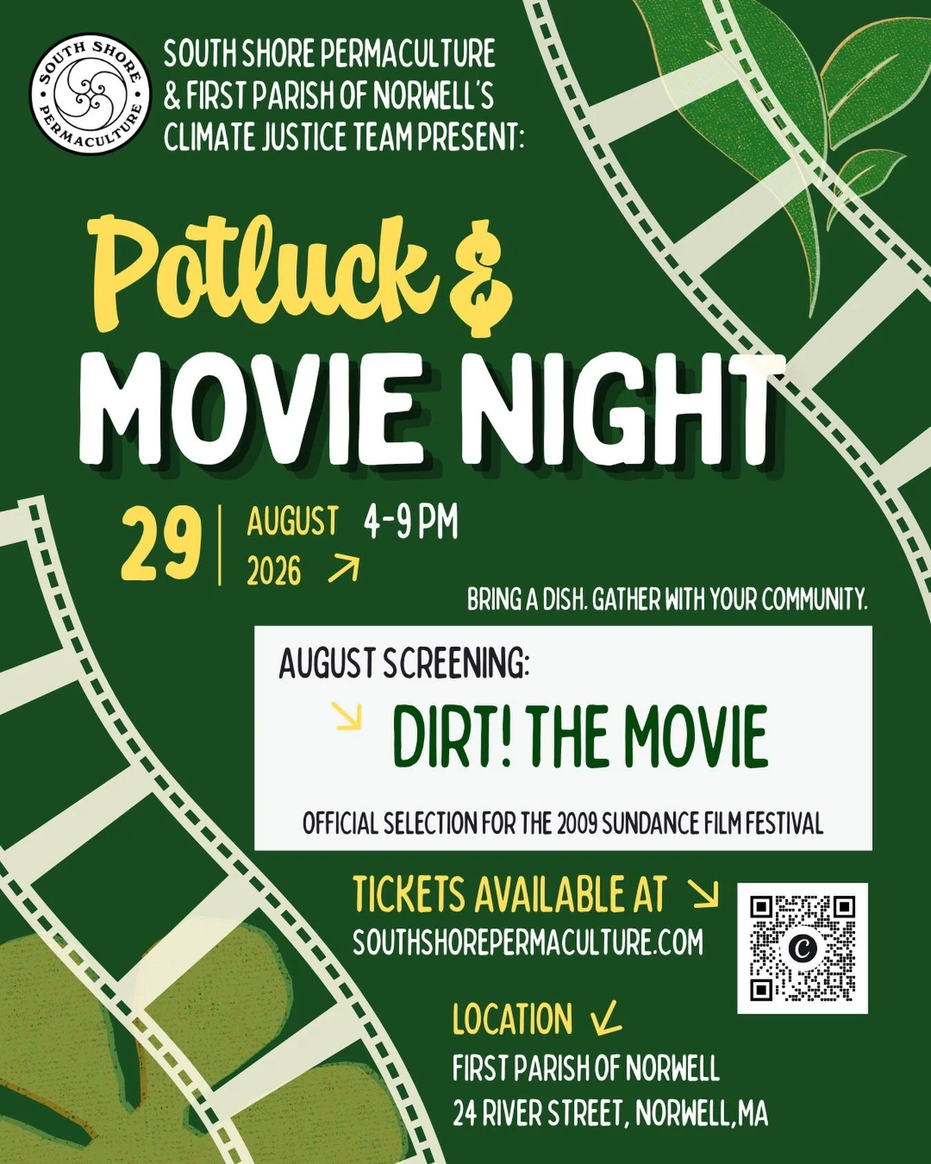 We&rsquo;re kicking off our monthly community Sustainability Series Saturday, August 29th with our potluck &amp; movie night - screening the documentary Dirt! The Movie, an official selection for the 2009 Sundance Film Festival. 

Bring a dish to sha