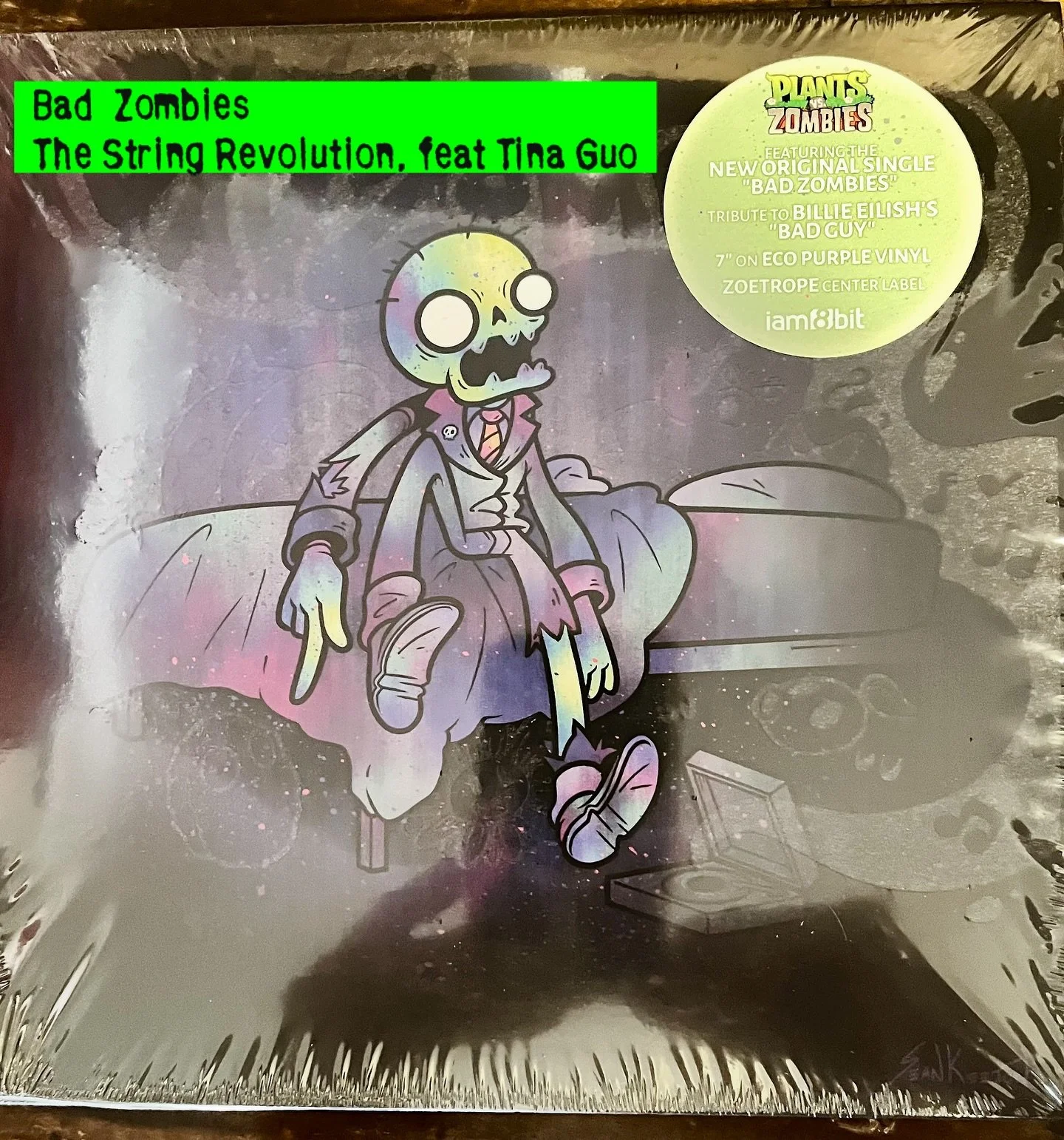The String Revolution’s Special Edition 7” Vinyl of “Bad Zombies,” feat. @tinaguo -is a newly arranged version of the original Plants vs. Zombies video game theme song- (with a special nod to @billieeilish and @finneas ) has j