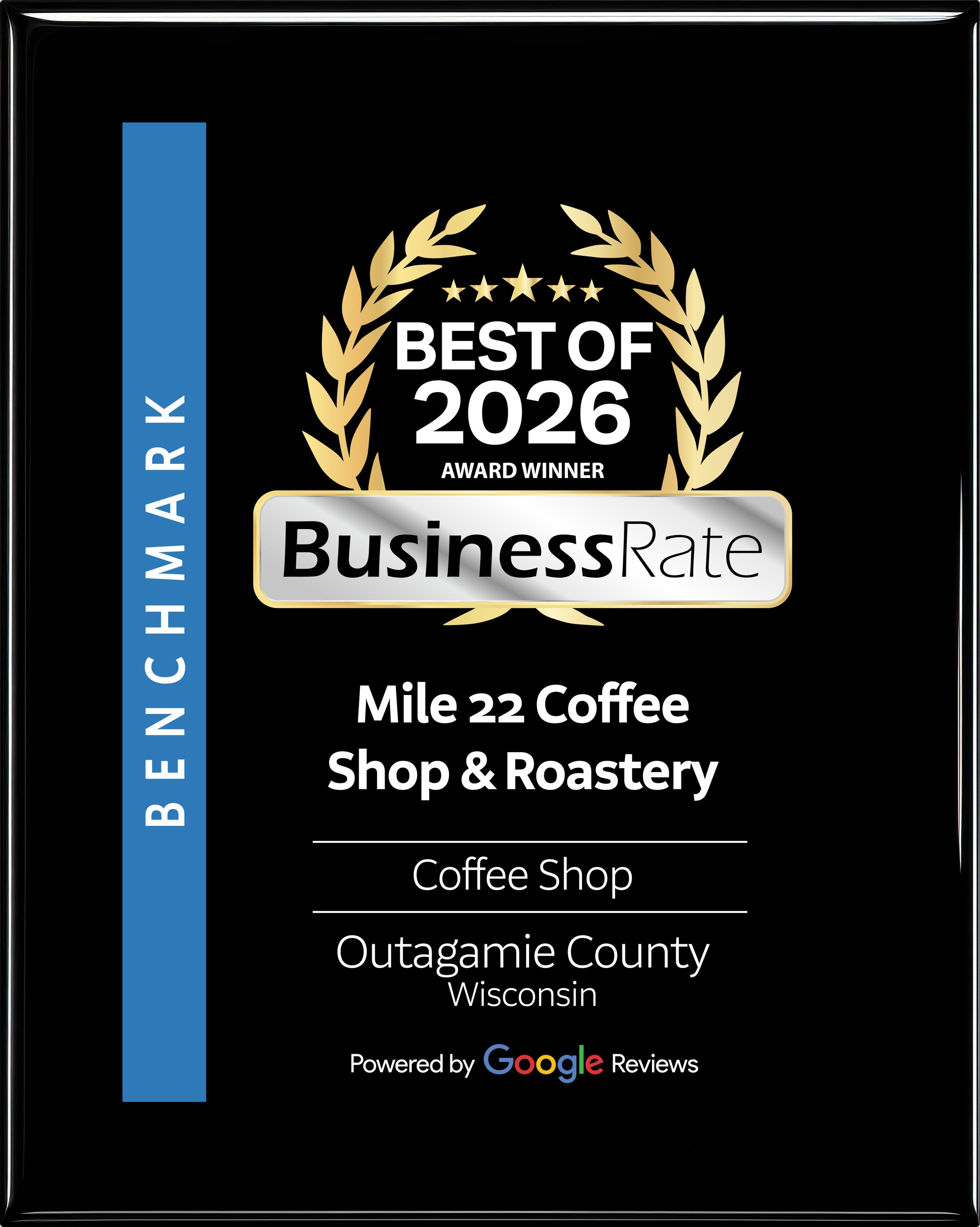 Mile 22 Roastery awarded Best Coffee Shop in Outagamie County Wisconsin 2026