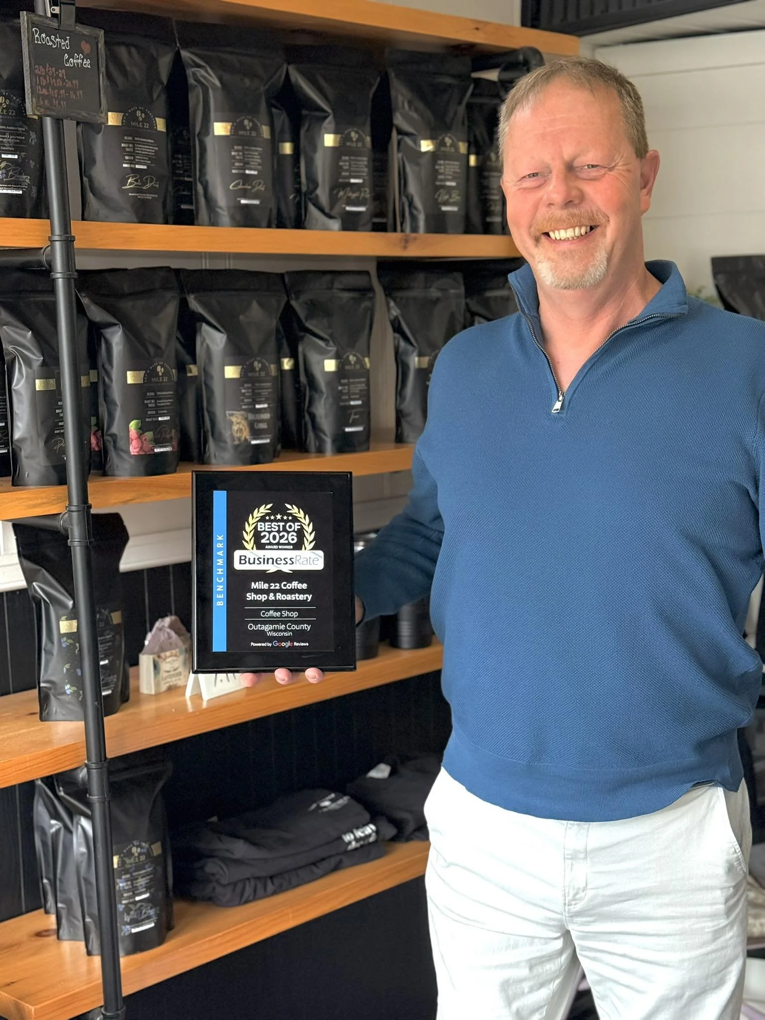 Mile 22 Roastery Voted Best Coffee Shop in Outagamie County Wisconsin 2026