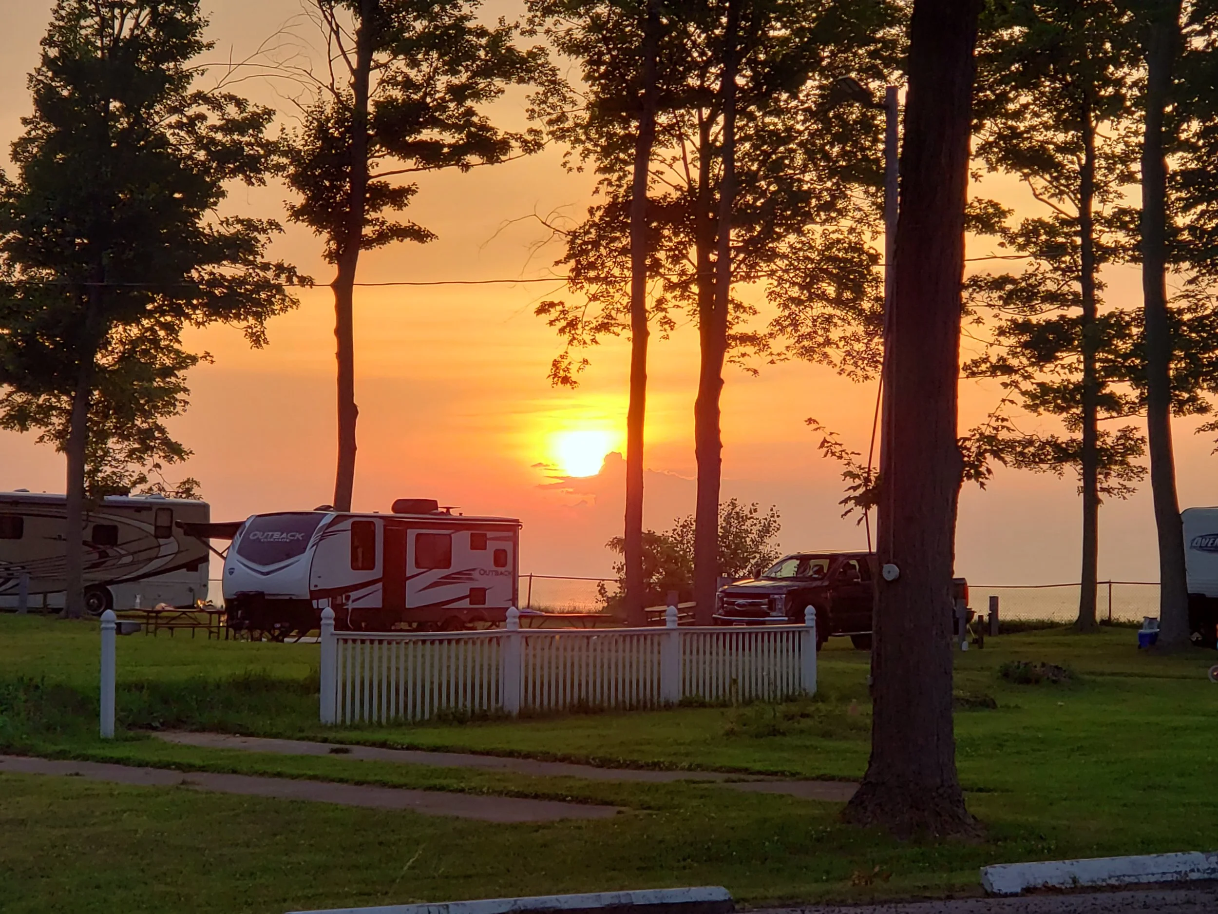 sunset over RVs