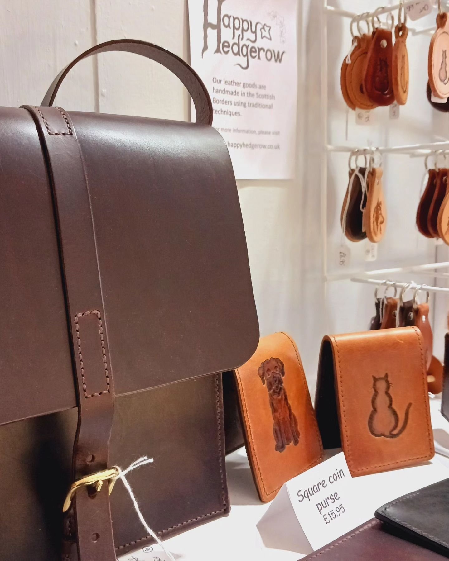 @happyhedgerow at The Crafters.  Beautifully crafted leather accesories. 
#accesories #leatherwork #thecrafters ##thecraftersmelrose