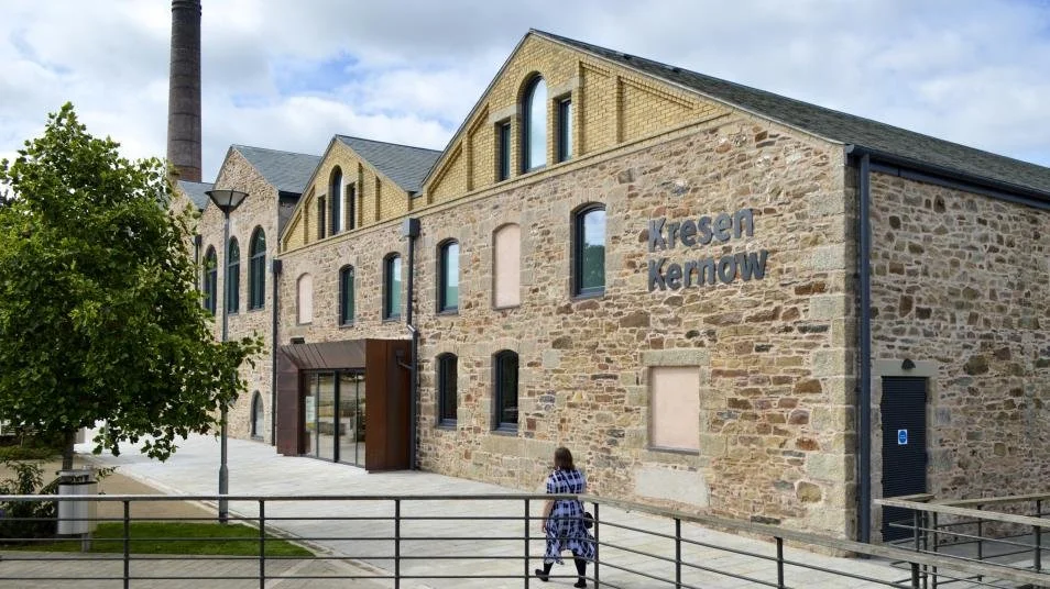 The stonework exterior of Kresen Kernow, a former brewery which is now home to the world's largest collection of documents, books, maps and photographs related to Cornwall's history