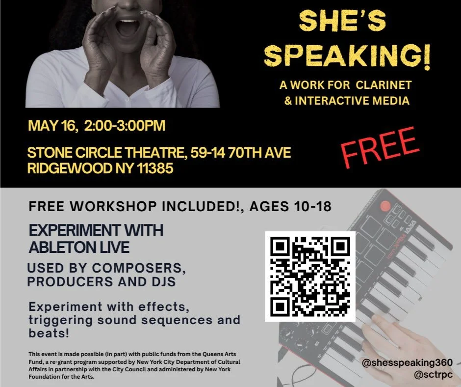 ‼️You don&rsquo;t want to miss this‼️
FREE INTERACTIVE MUSIC WORKSHOP ages 10-18 yrs&nbsp;

🔹That&rsquo;s right! May 16th you will get a chance to not only hear the She&rsquo;s Speaking! but we have a FREE interactive music workshop too!

🔹Particip