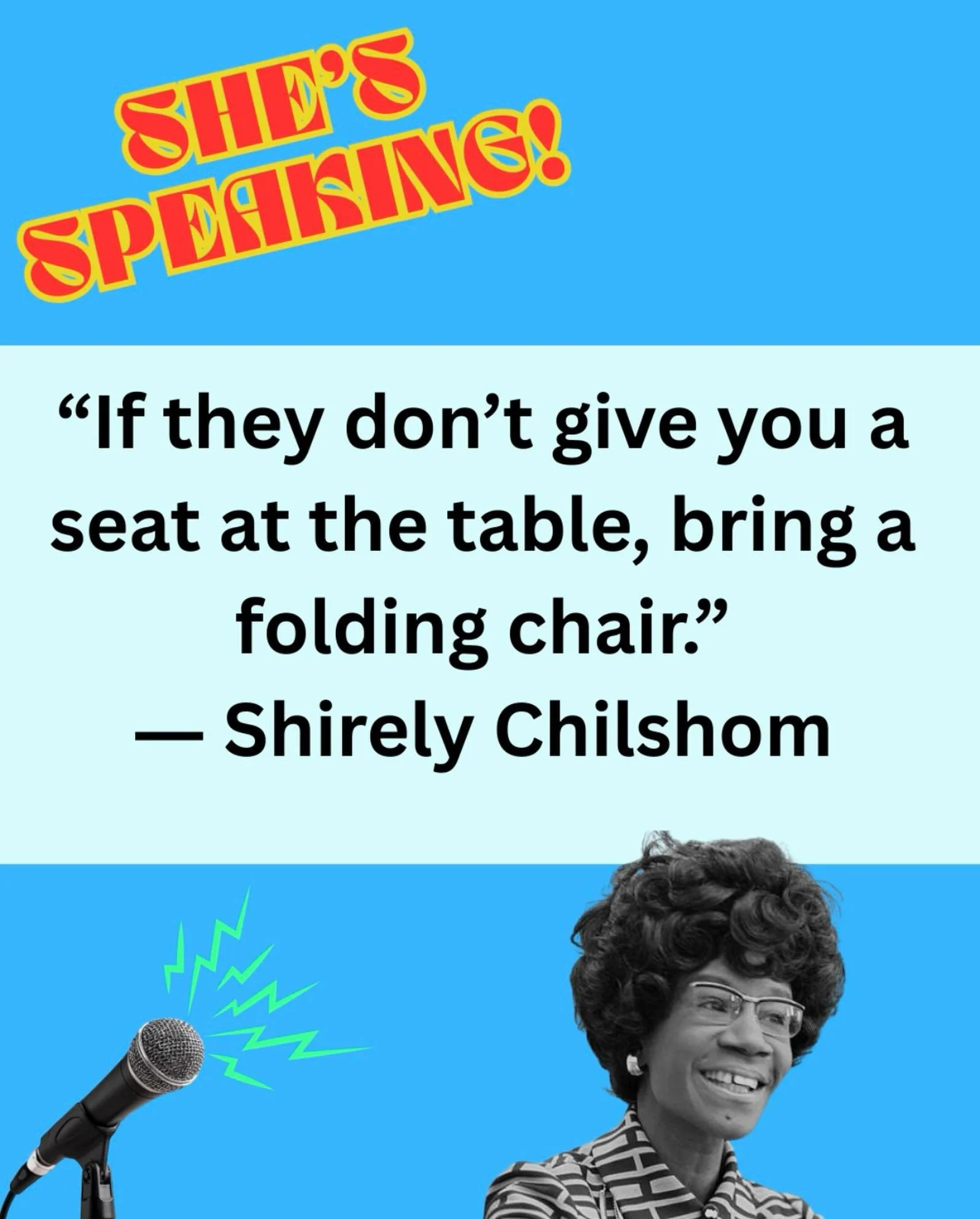 🎶Ellen Fishman&rsquo;s new work, She&rsquo;s Speaking!, will feature the voice of Shirley Chisholm. 

🔥Shirley Chisholm a maverick in her own right made history as the first Black congresswoman (1968), representing New York State in the U.S. House 