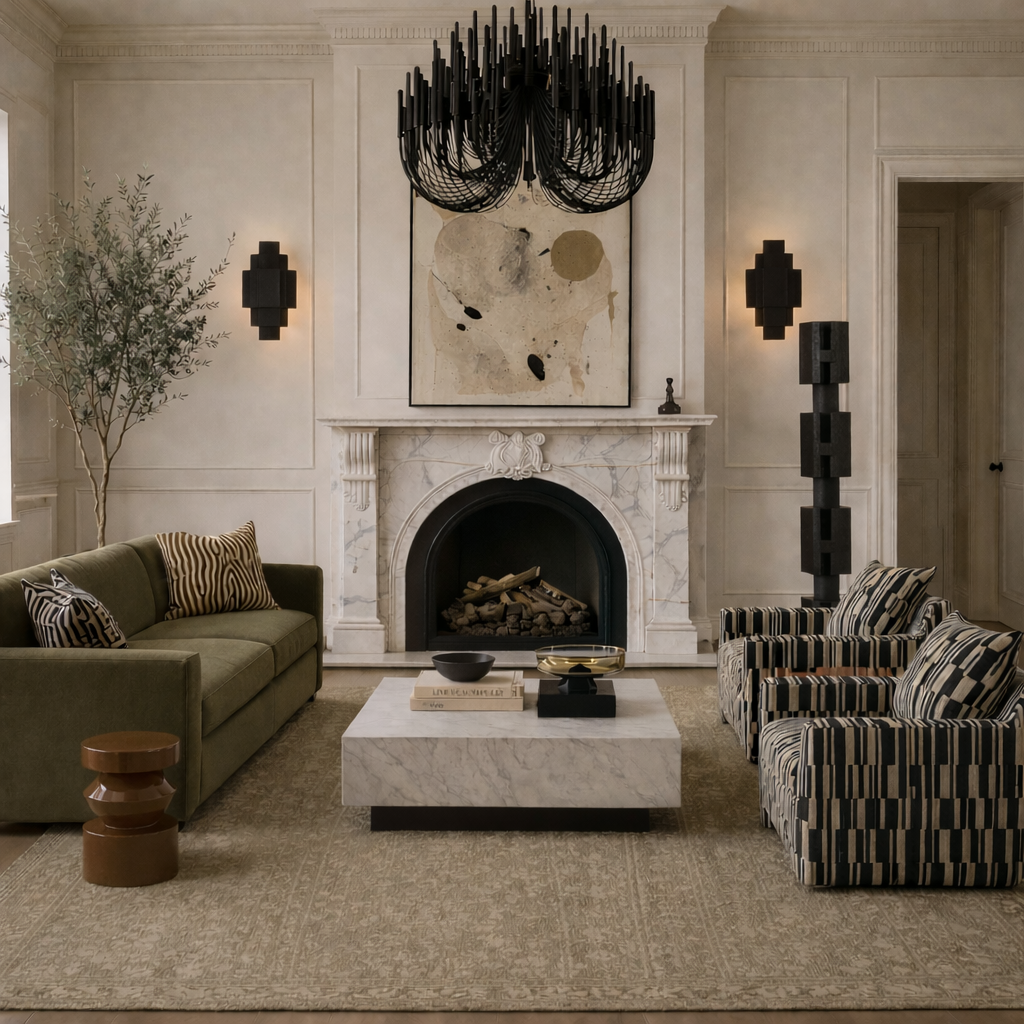 Elegant living room with marble fireplace.png
