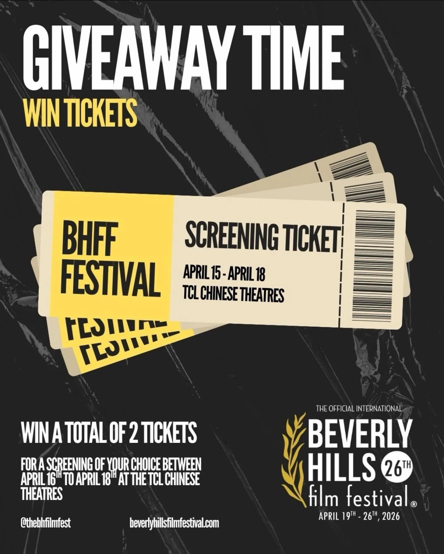 Join us in celebrating 26 years of cinematic brilliance at the Beverly Hills Film Festival&reg;! In partnership with Ovation Hollywood, we&rsquo;re giving you the chance to experience the magic of BHFF up close.

With so many extraordinary films, unf