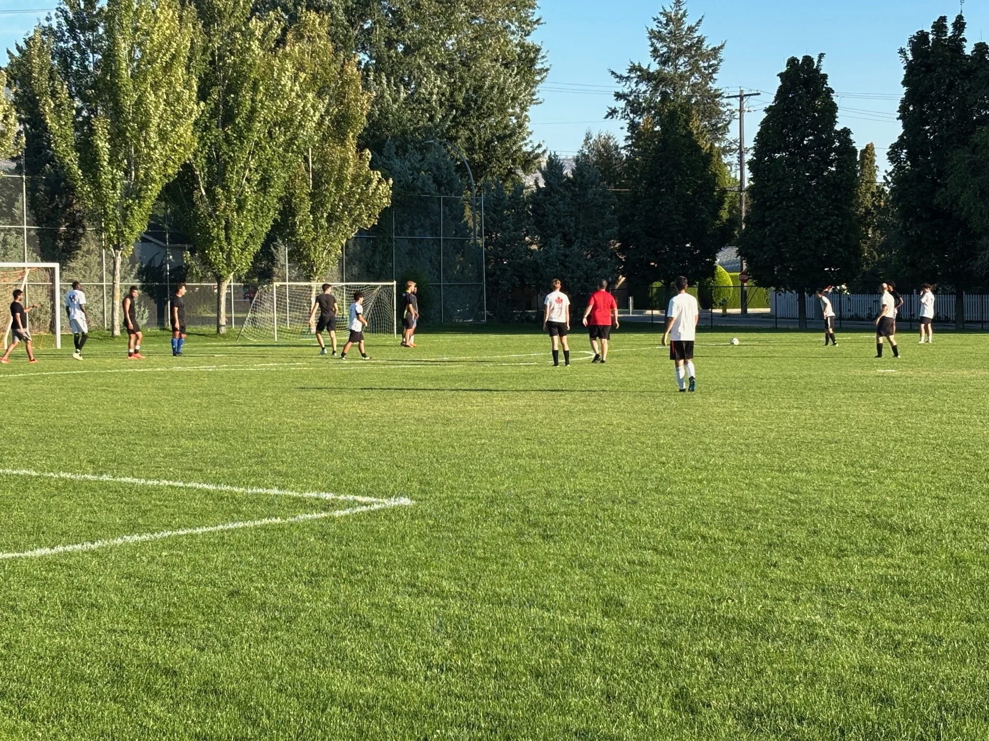 Friendly match between Penticton and Osoyoos in South Okanagan Men's Soccer League