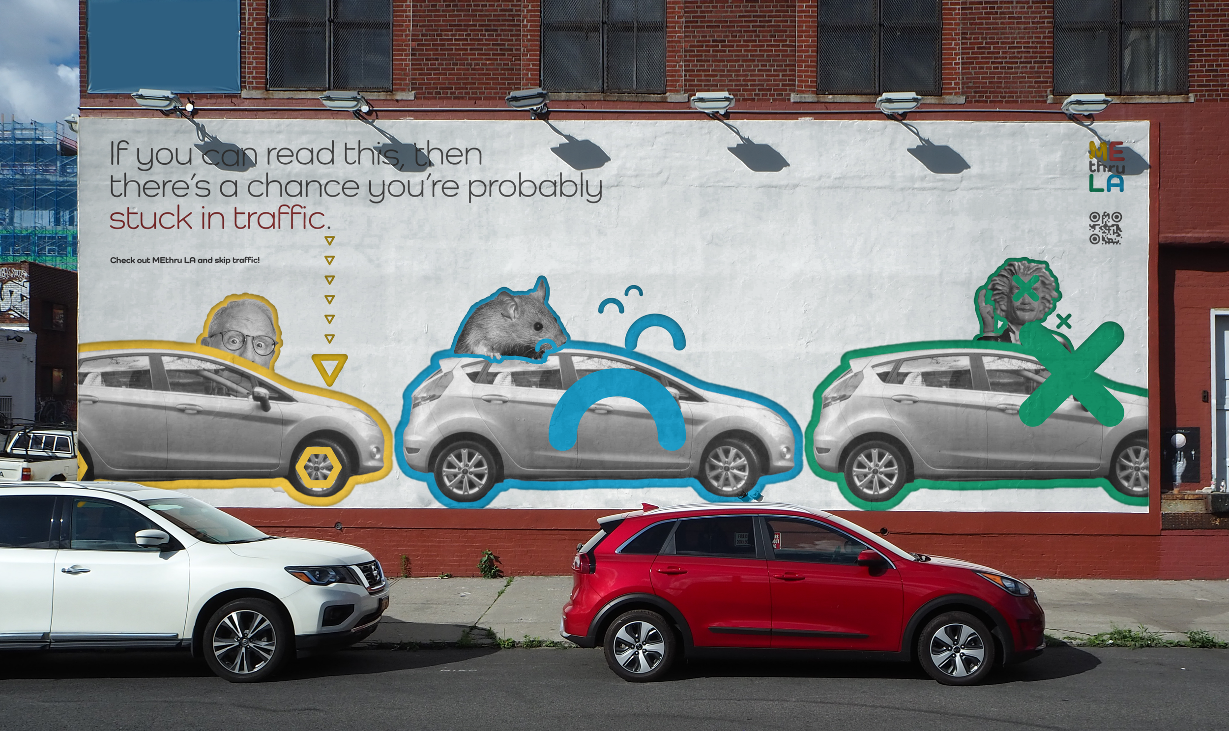 Cars also get messaging which emphasis on getting stuck in traffic.