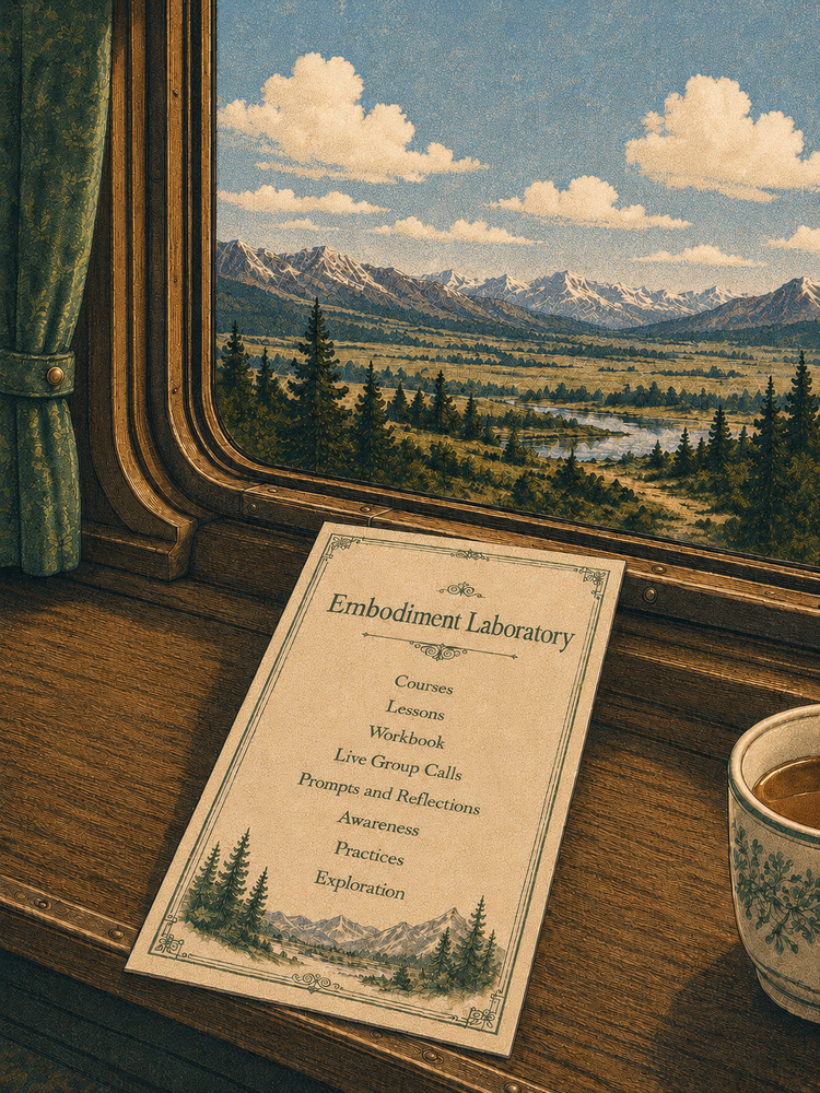 Embodiment Laboratory menu card on train window ledge