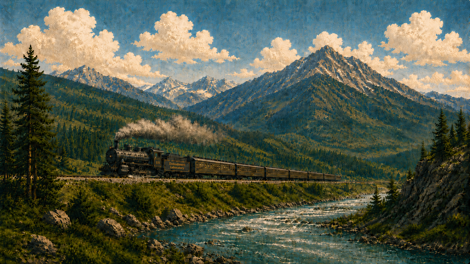 A quiet train landscape illustration