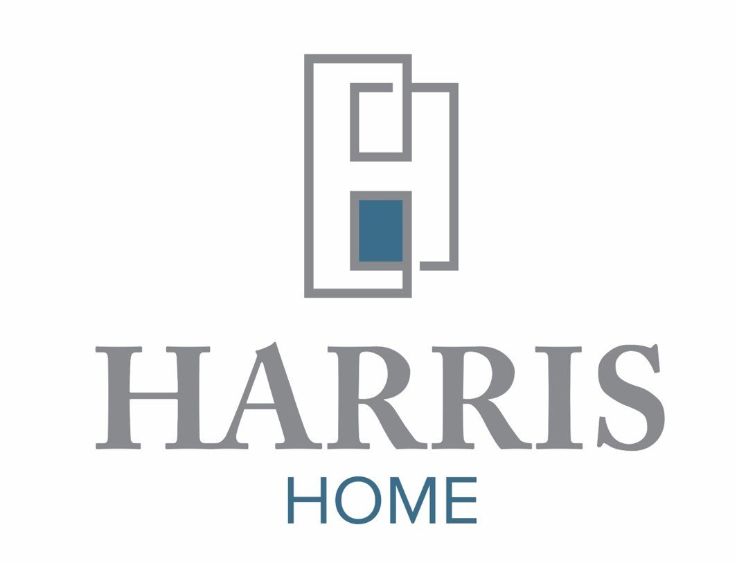 Logo with a stylized house design above the text "HARRIS HOME".