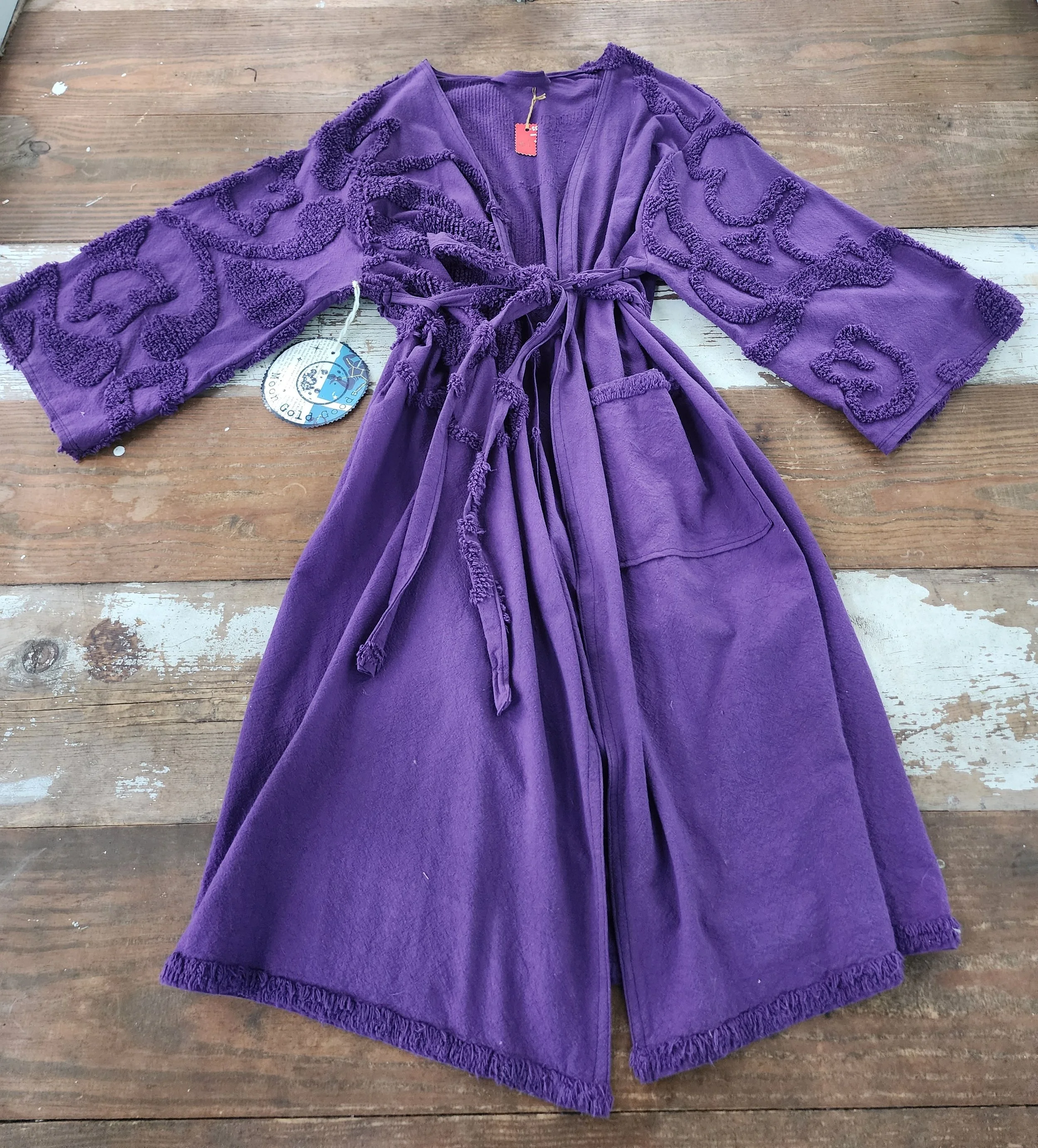 Purple Chenille Robe #1 Moon Gold Goods Handmade Vintage Upcycled XXL XXXL