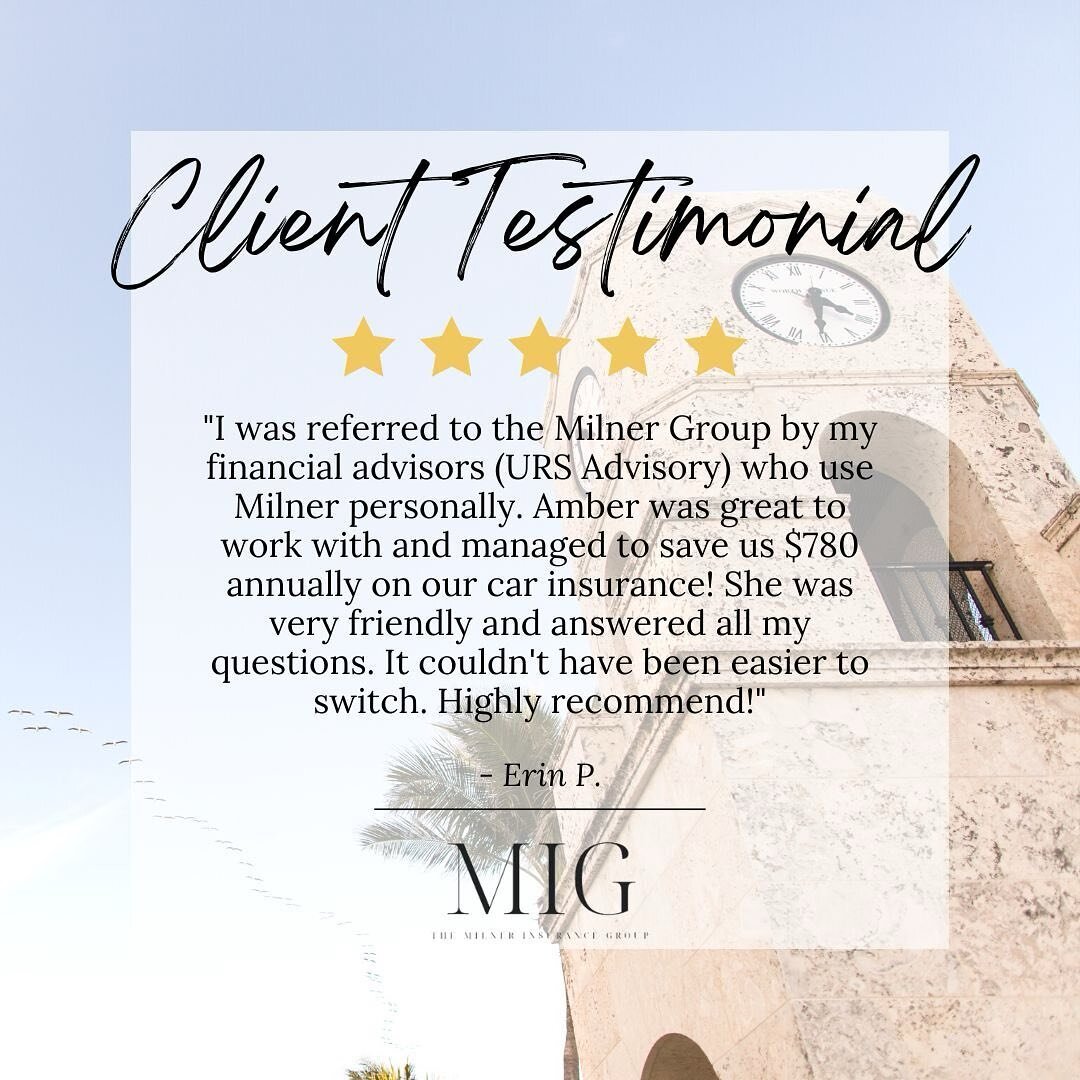 ⭐️⭐️⭐️⭐️⭐️ 

Thank you to our new clients for the five star review! 

Saving you money + providing you with exceptional customer service is what we do best 🙌

#insurancebroker  #southfloridahomes #southfloridahomeinsurance #themilnerinsurancegroup #