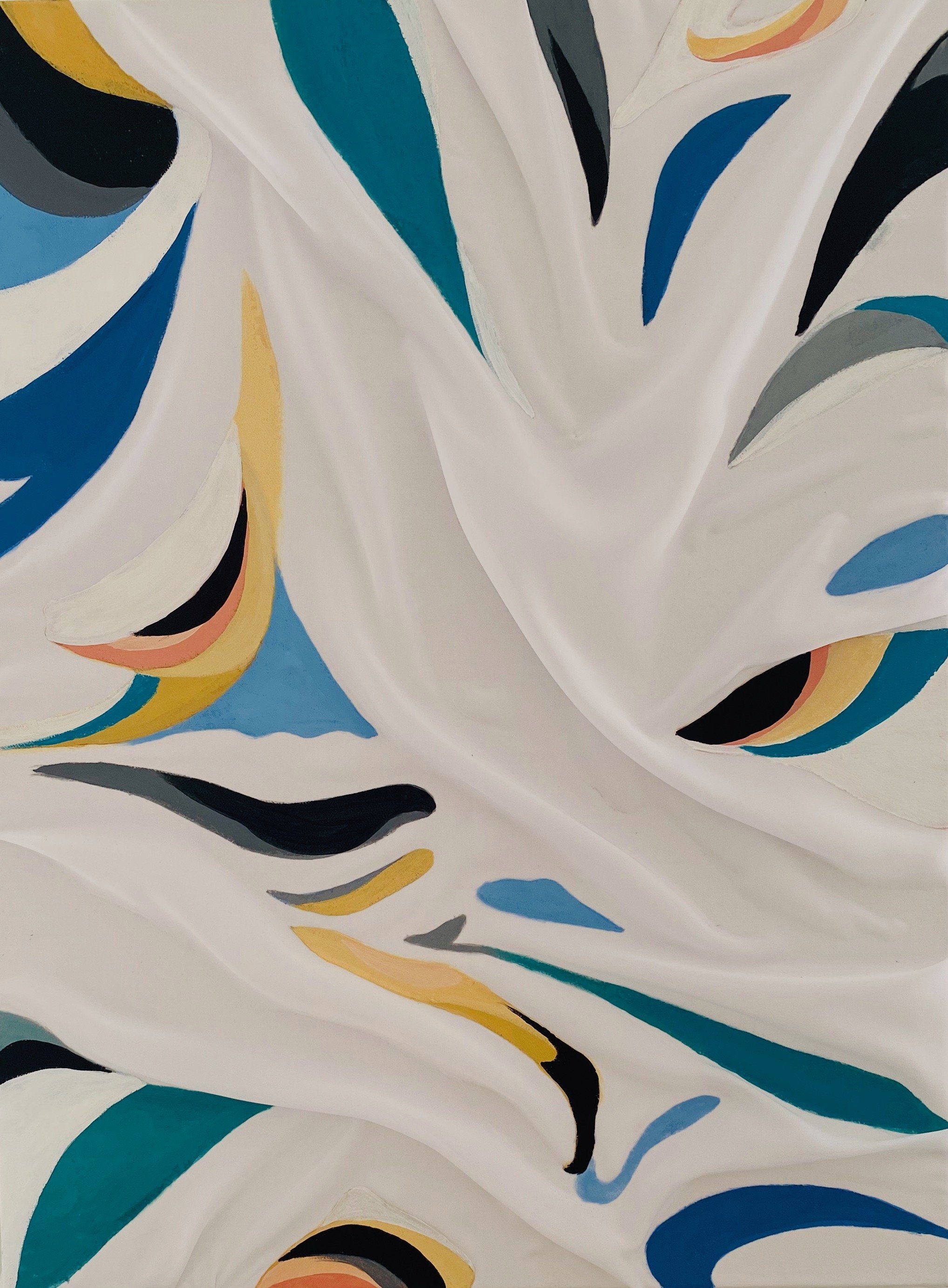 Here's Looking at You, 24 x 18", fabric and acrylic on canvas
