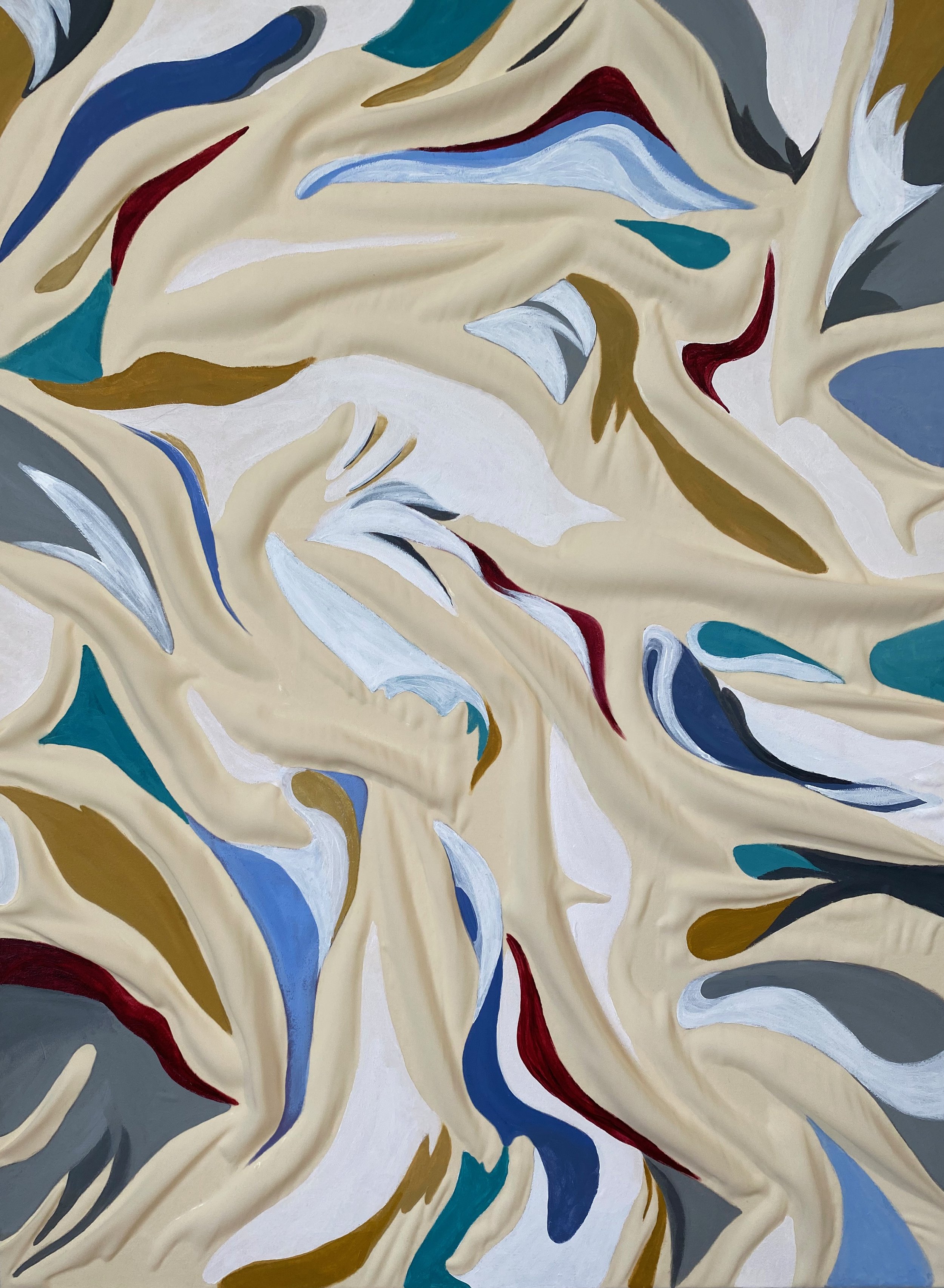Follow the Path, 40 x 30", fabric and acrylic on canvas