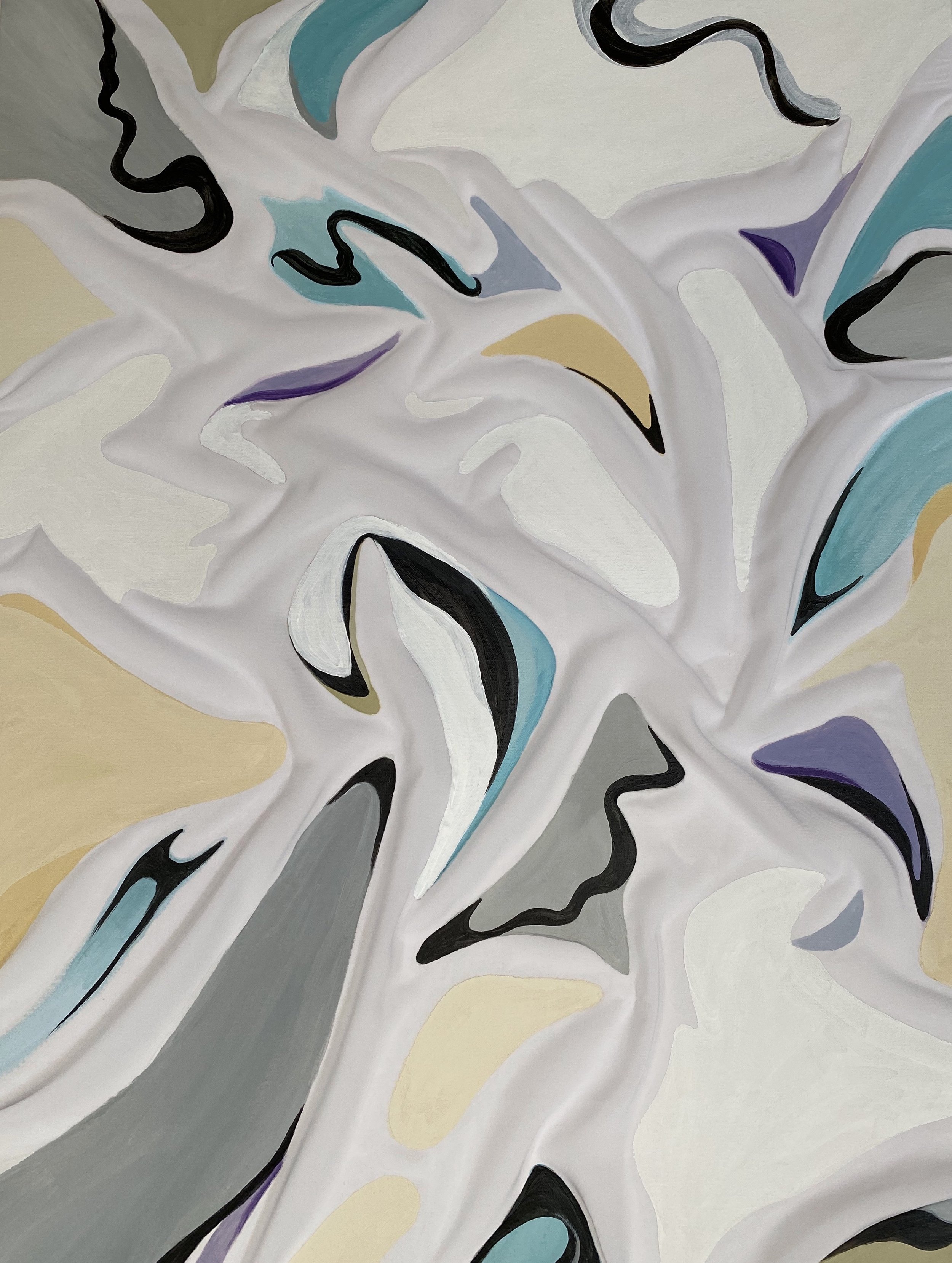 Swirls and Twirls, 40 x 30", fabric and acrylic on canvas
