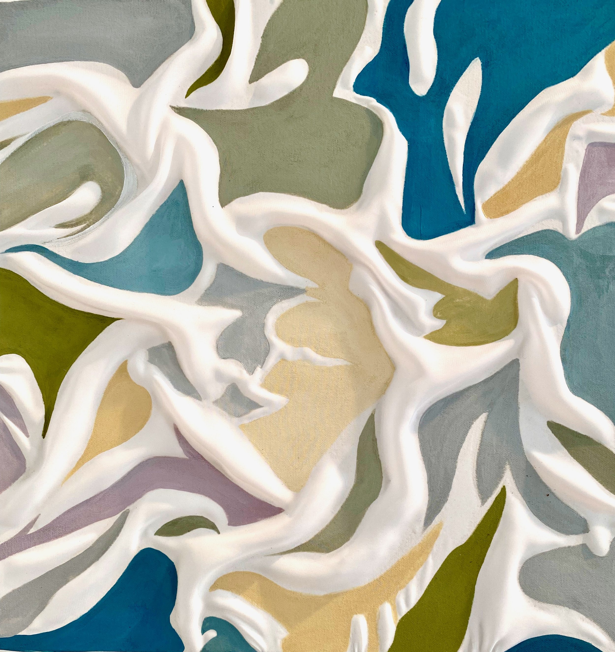 My Fleur de Lis, 18 x 18", fabric and acrylic on canvas