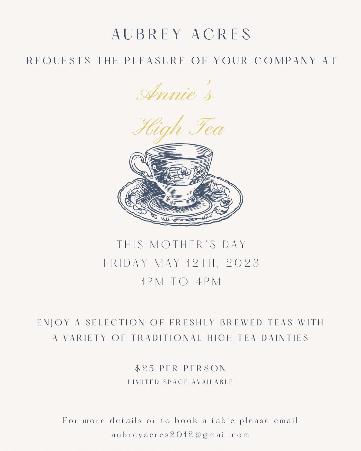 Come join us for a cuppa this Mother&rsquo;s Day!

Dressing for the era is optional😉