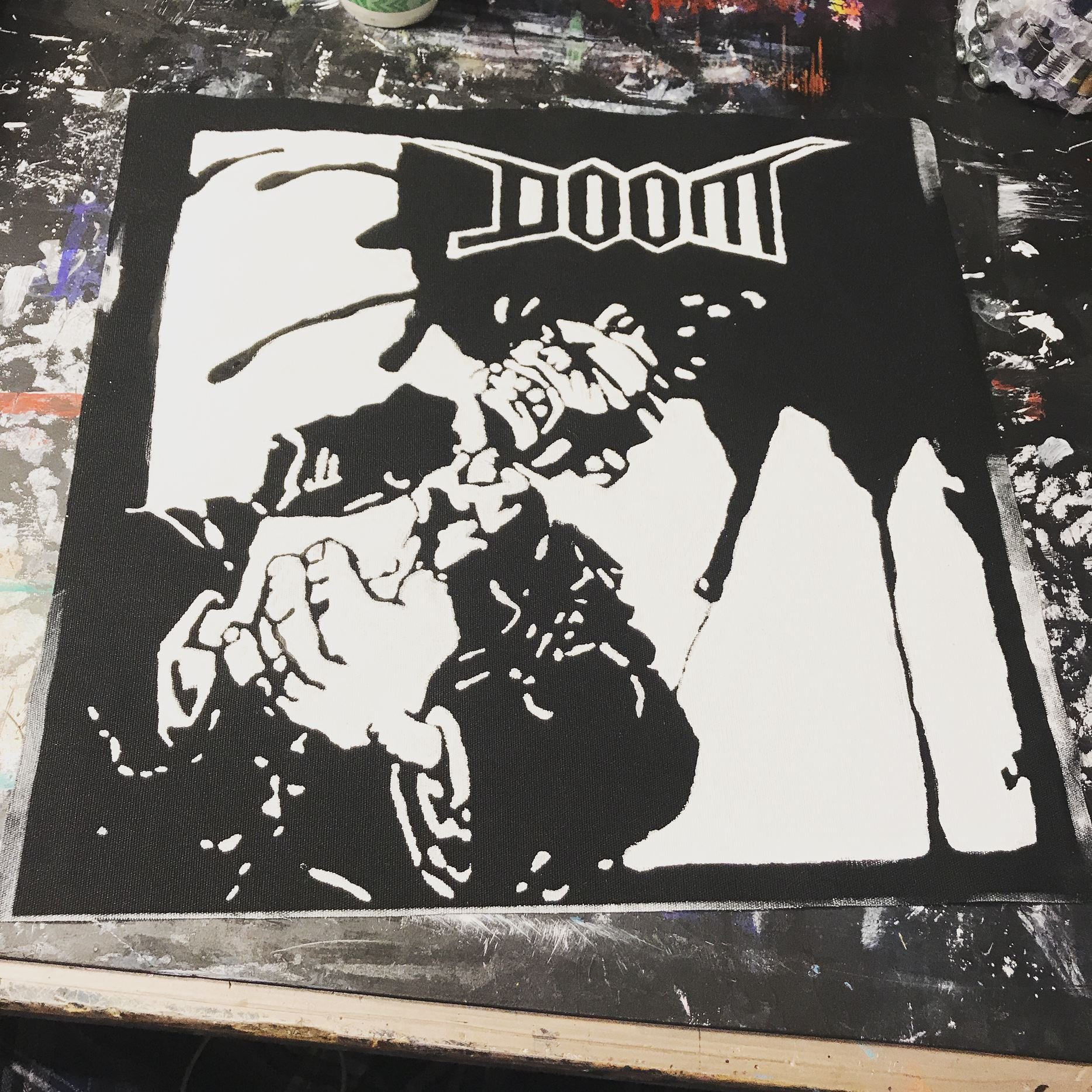 Hand Painted Doom Backpatch made with custom stencils 2018