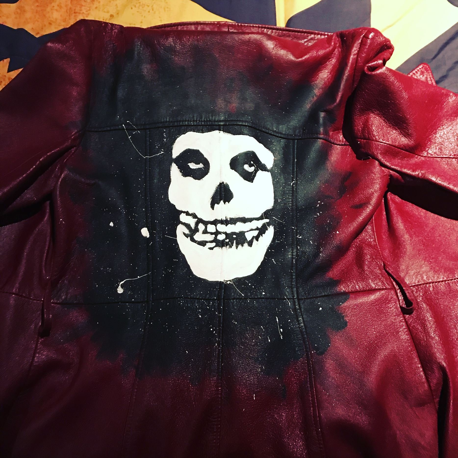 Hand Painted Misfits Leather Trenchcoat 2017
