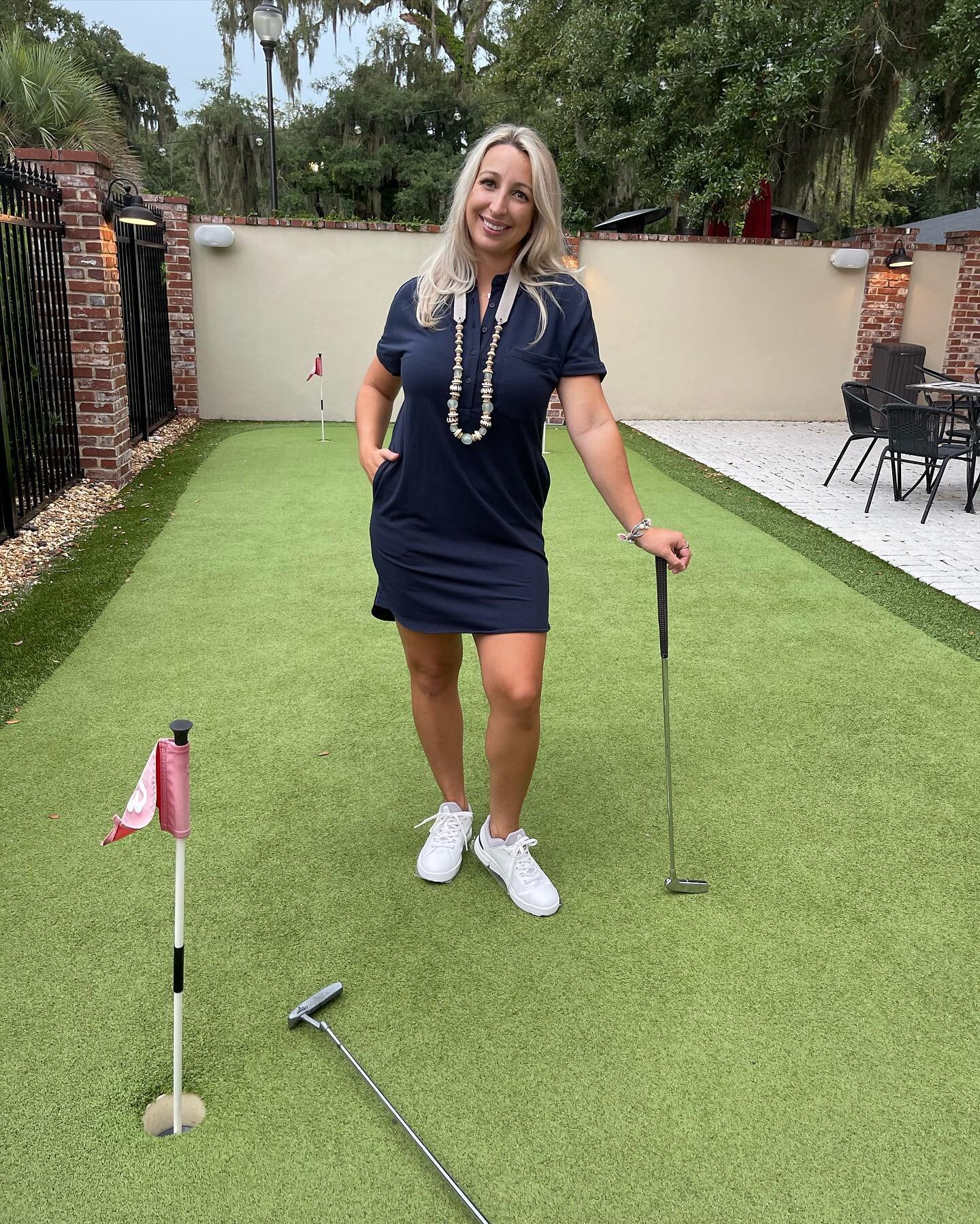 On the green ⛳️ but make it cute, of course😉 We have so many cute athletic material dresses and skirts!