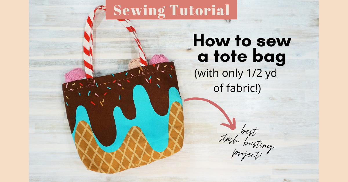 How to sew a Tote Bag with Flat Bottom. Easy Free Pattern and Tutorial.