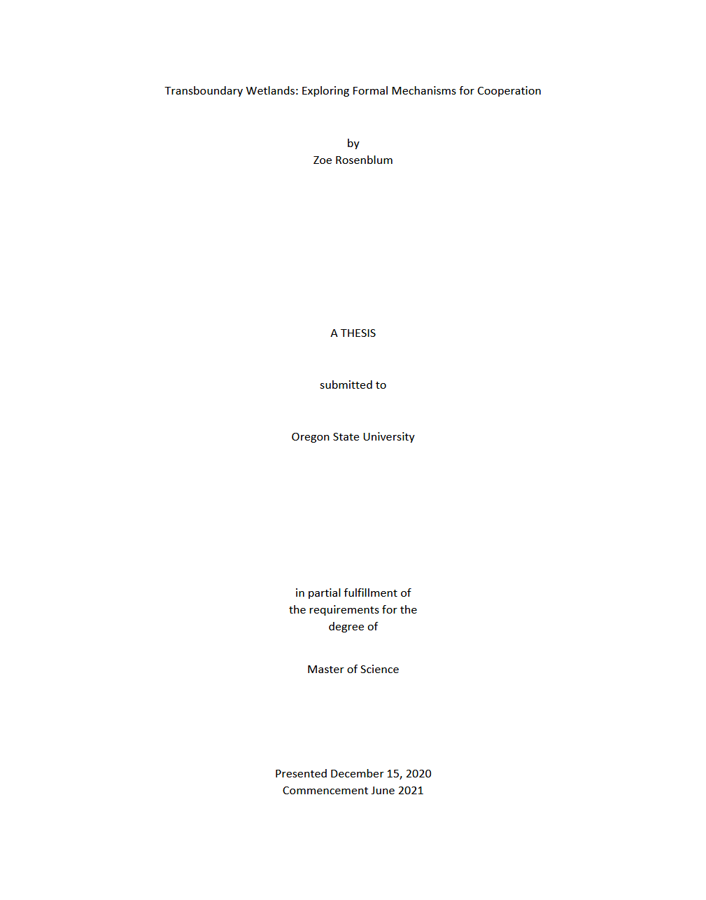 Transboundary Wetlands: Exploring formal mechanisms for cooperation